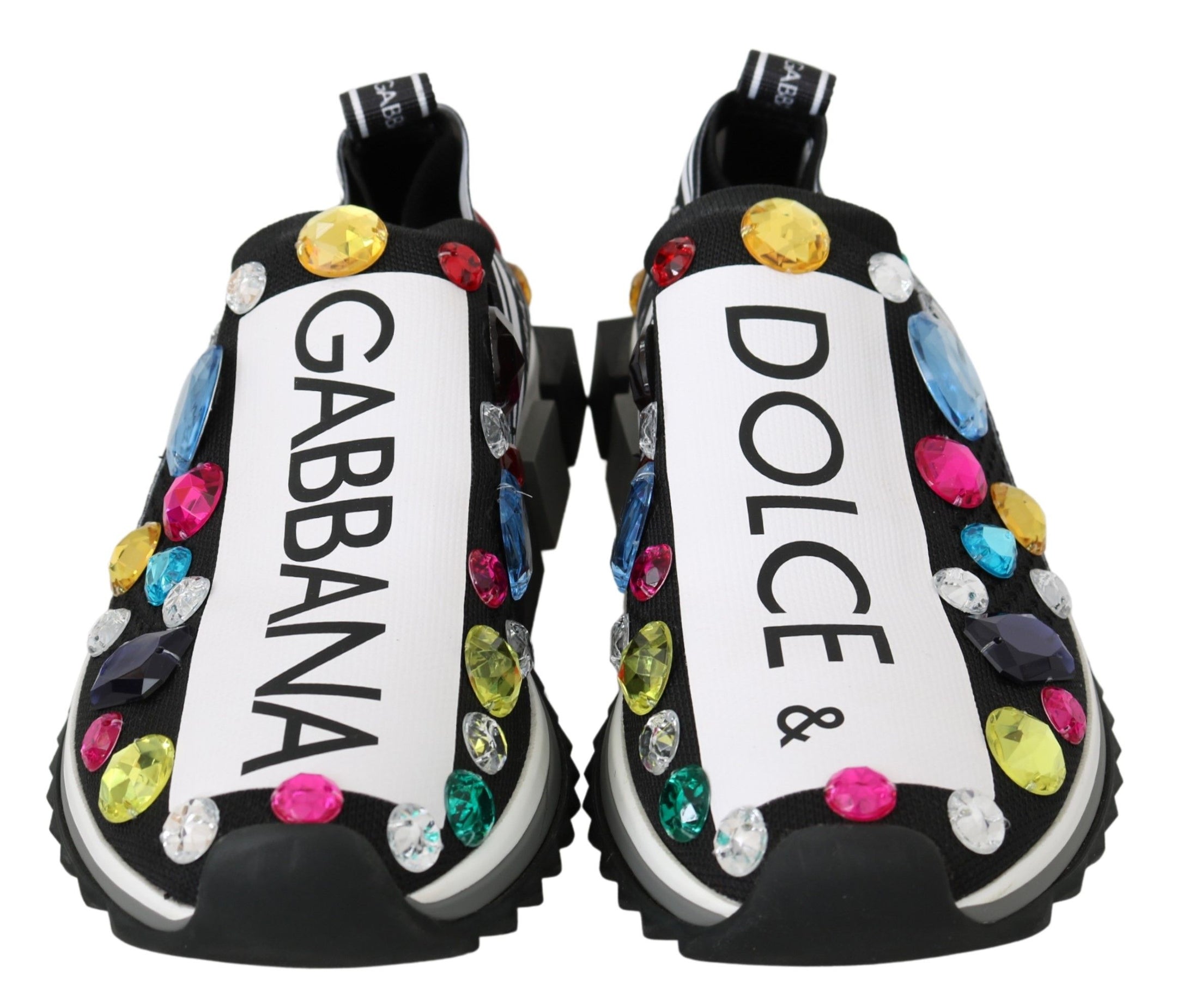 Buy Black Crystal-Embellished Low Top Sneakers by Dolce & Gabbana