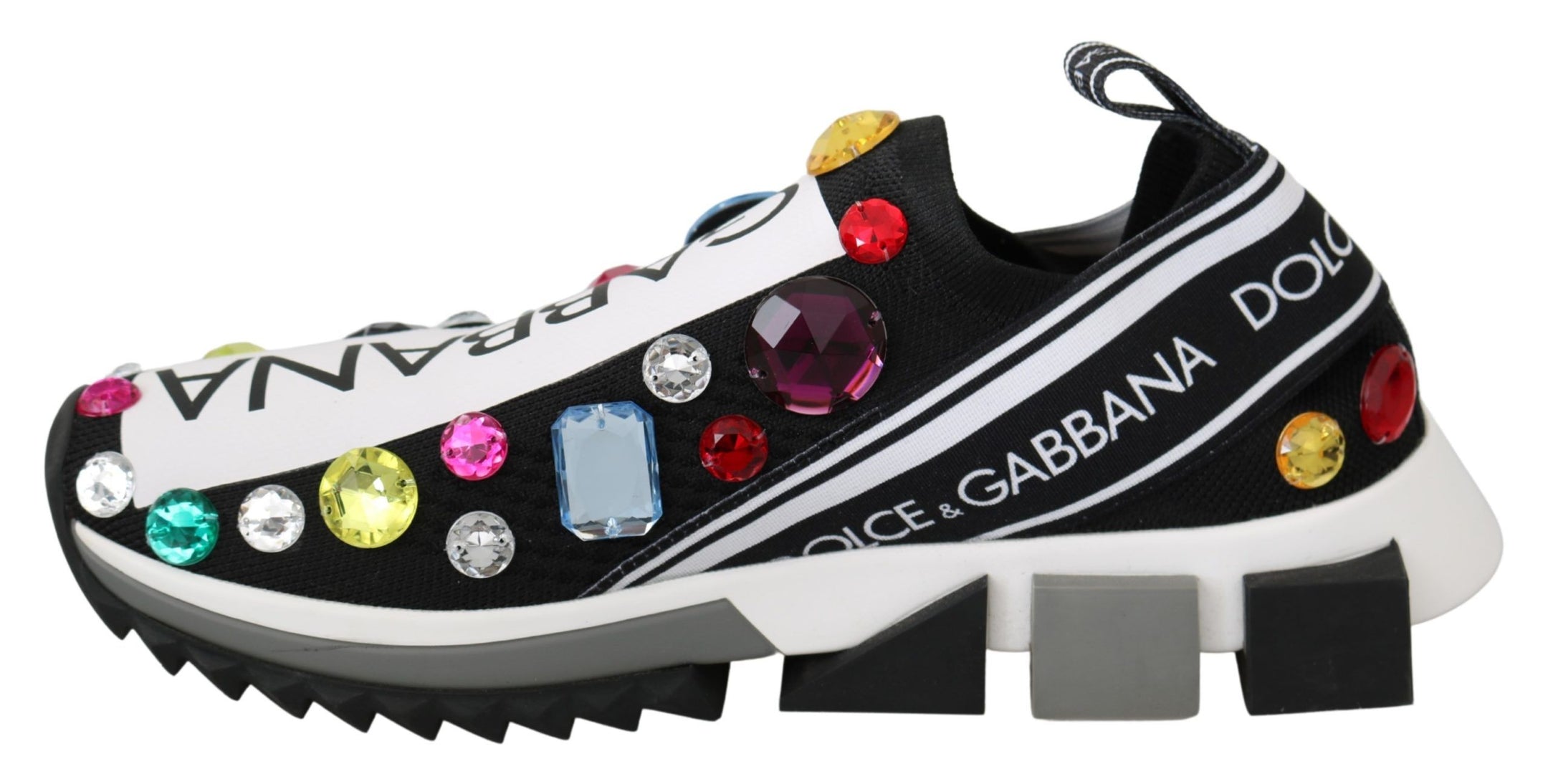 Buy Black Crystal-Embellished Low Top Sneakers by Dolce & Gabbana