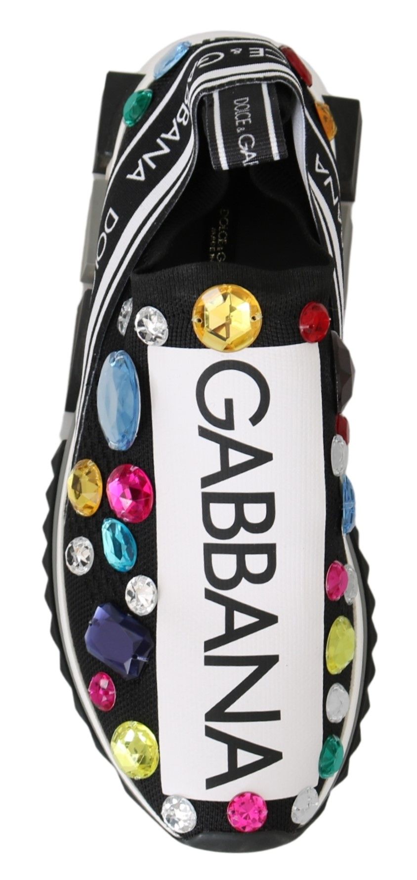 Buy Black Crystal-Embellished Low Top Sneakers by Dolce & Gabbana