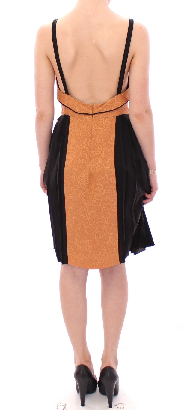 Buy Silk Bronze & Black Sleeveless Sheath Dress by FILOS