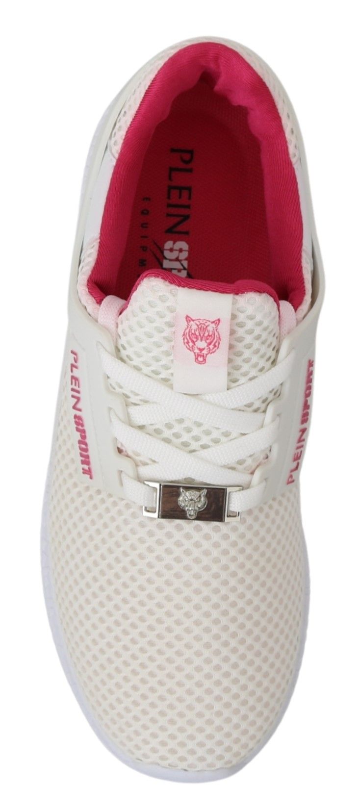 Buy Chic White Becky Sneakers with Pink Accents by Philipp Plein