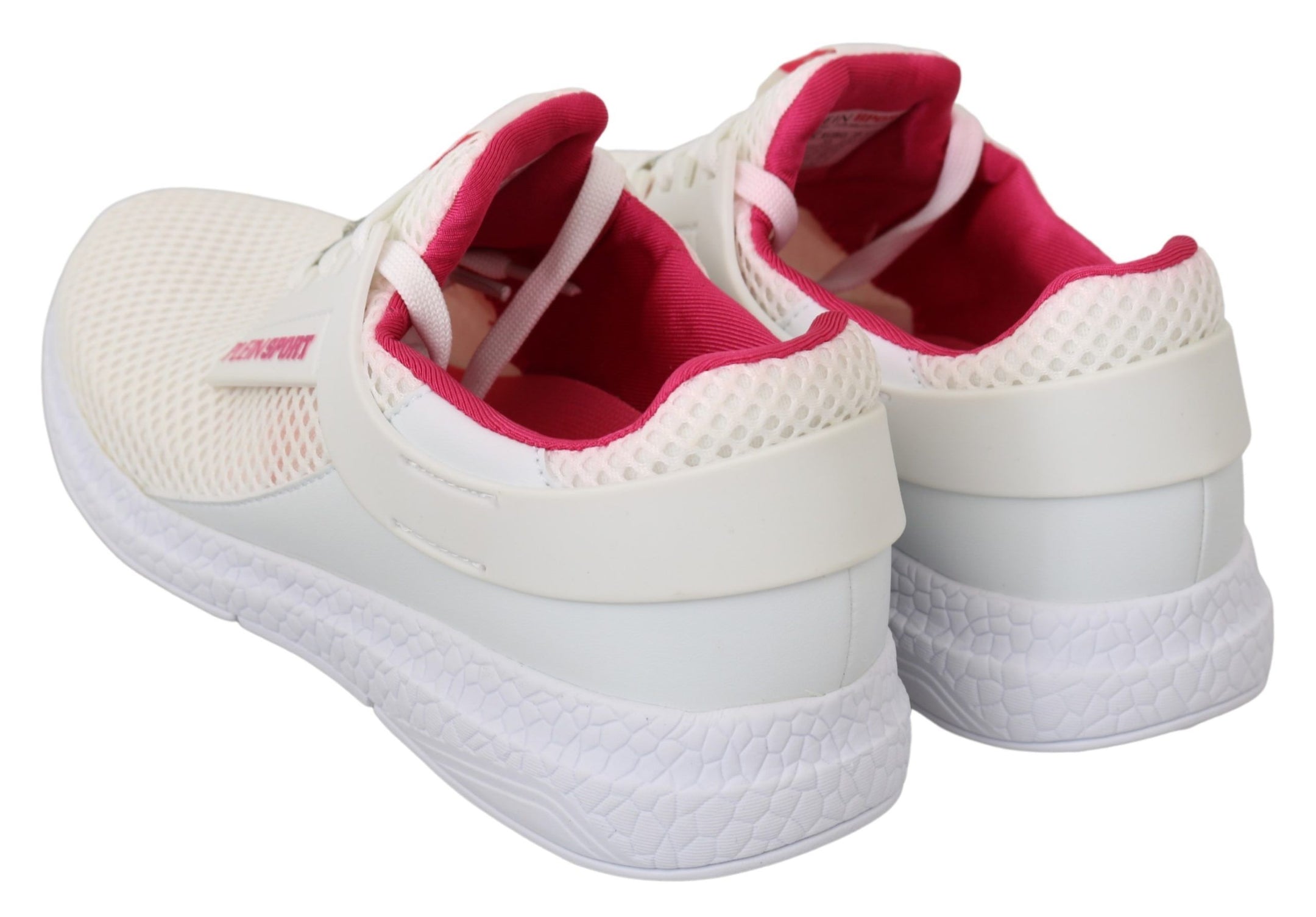 Buy Chic White Becky Sneakers with Pink Accents by Philipp Plein