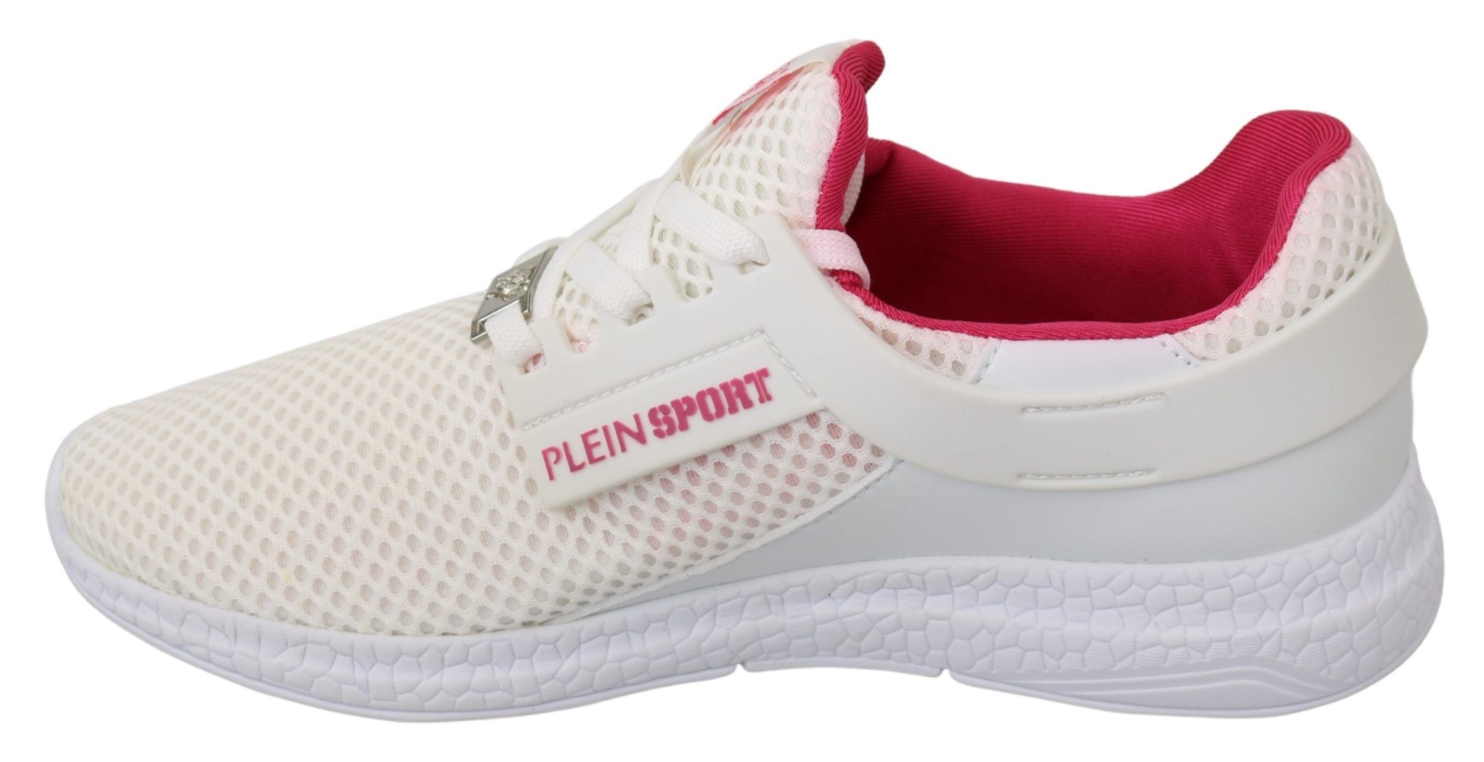 Buy Chic White Becky Sneakers with Pink Accents by Philipp Plein