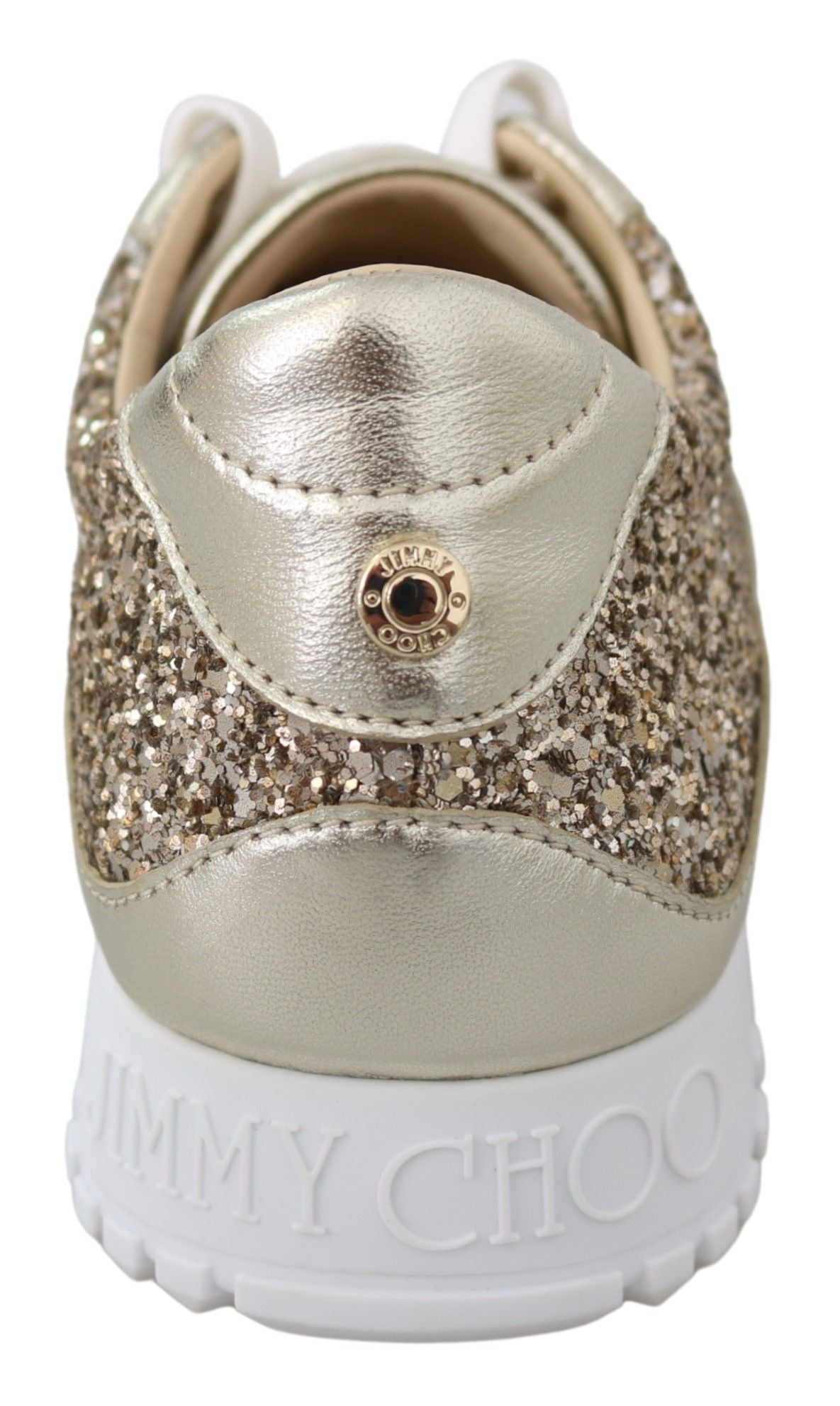 Buy Antique Gold Glitter Leather Sneakers by Jimmy Choo