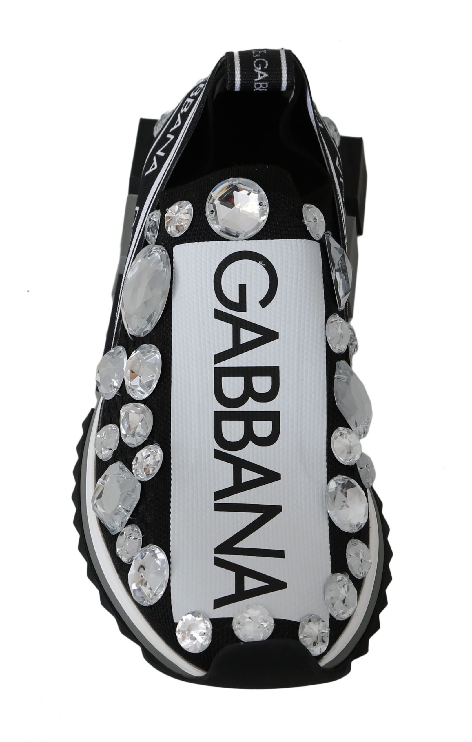 Buy Chic Monochrome Crystal Studded Sneakers by Dolce & Gabbana