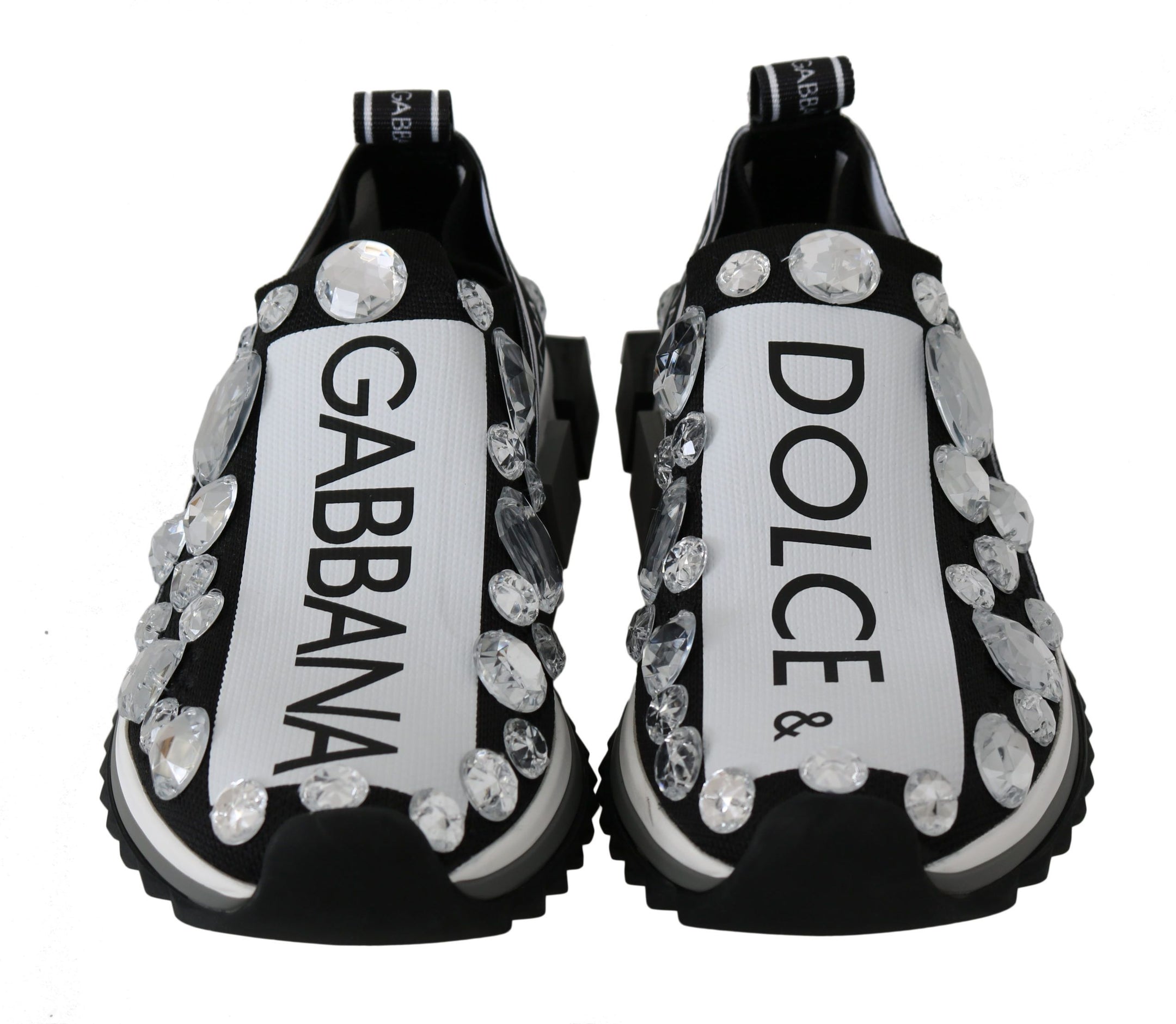 Buy Chic Monochrome Crystal Studded Sneakers by Dolce & Gabbana