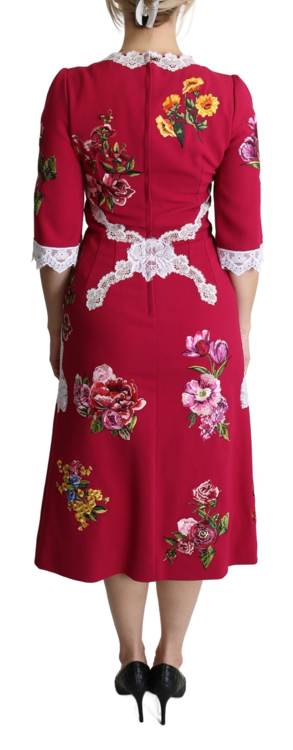 Buy Floral Embroidered Sheath Midi Dress by Dolce & Gabbana