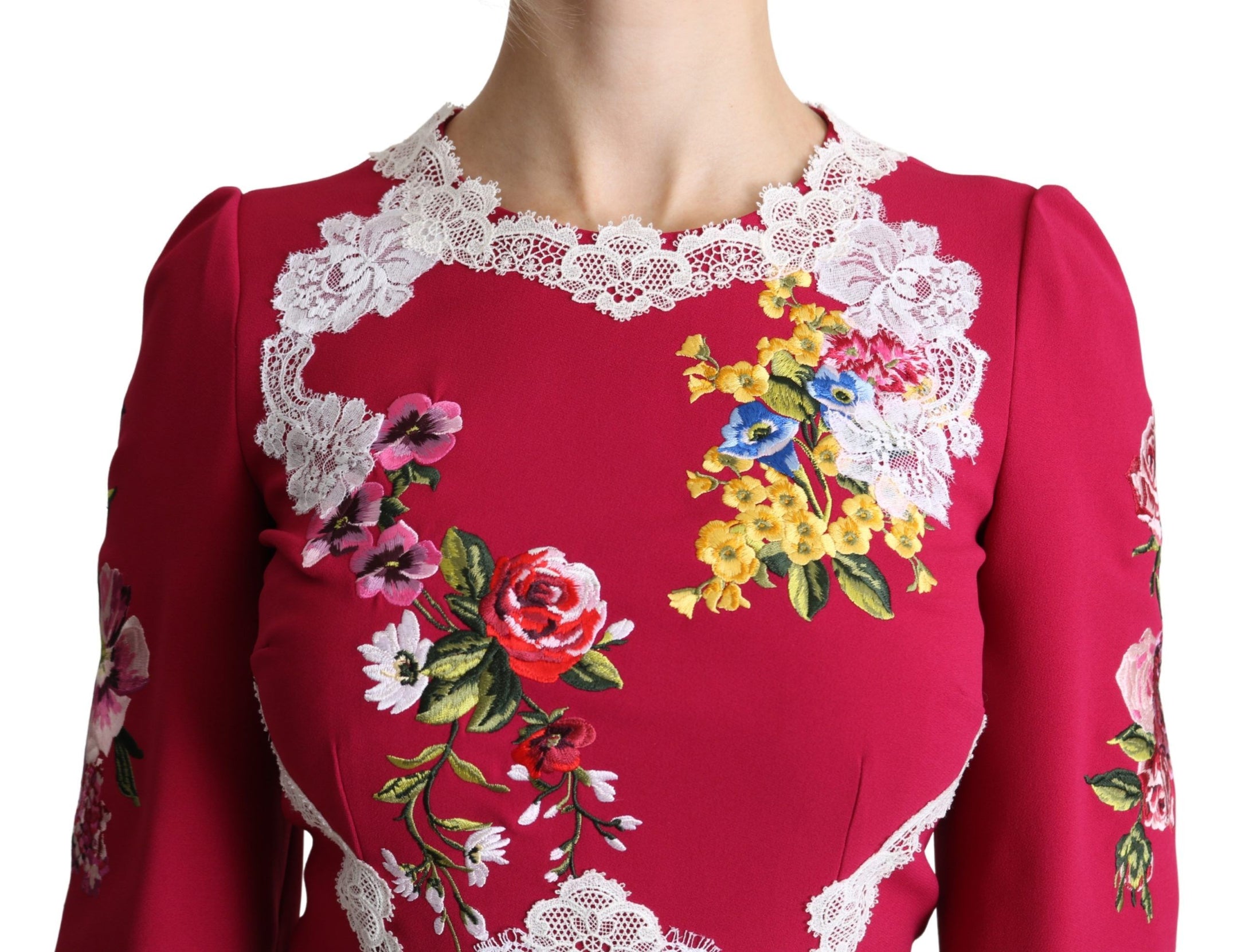 Buy Floral Embroidered Sheath Midi Dress by Dolce & Gabbana