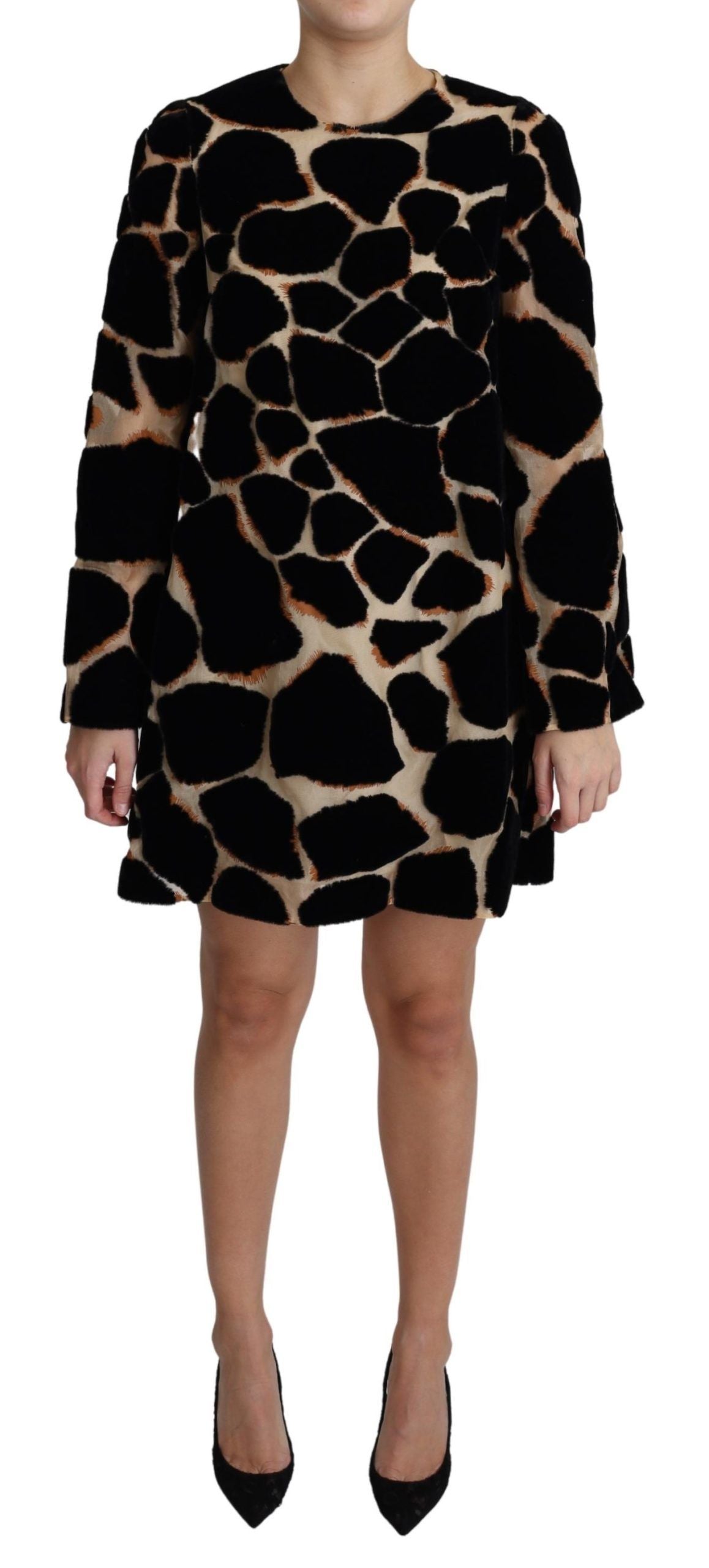 Buy Chic Giraffe Print Shift Mini Dress by Dolce & Gabbana