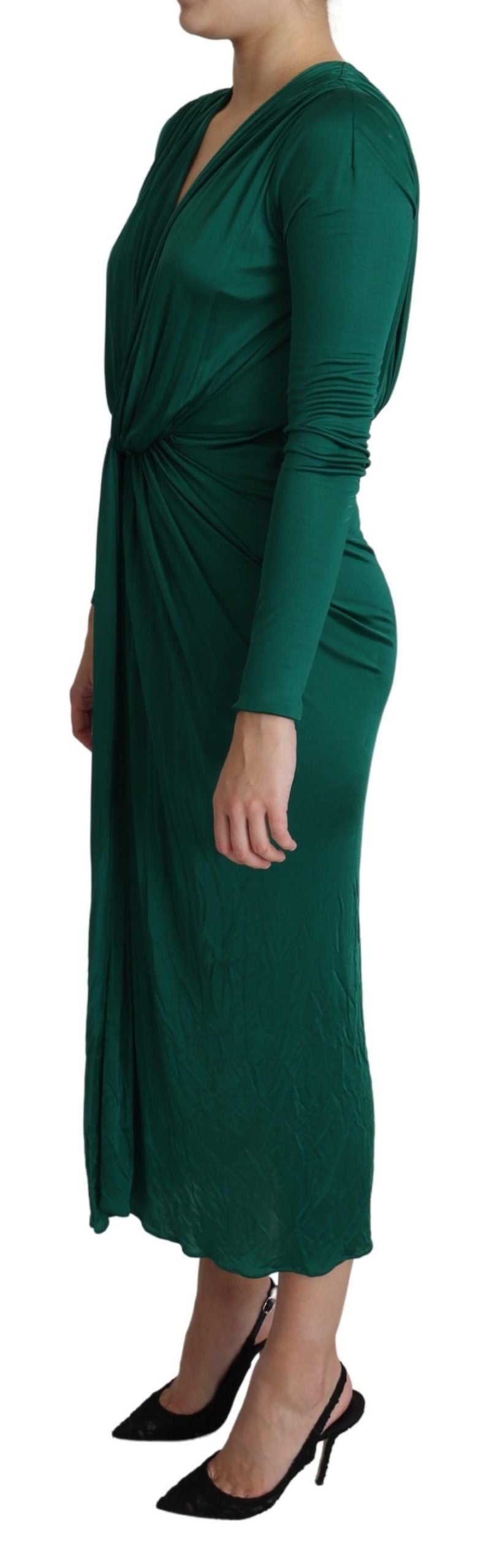 Buy Emerald Elegance Bodycon Midi Dress by Dolce & Gabbana