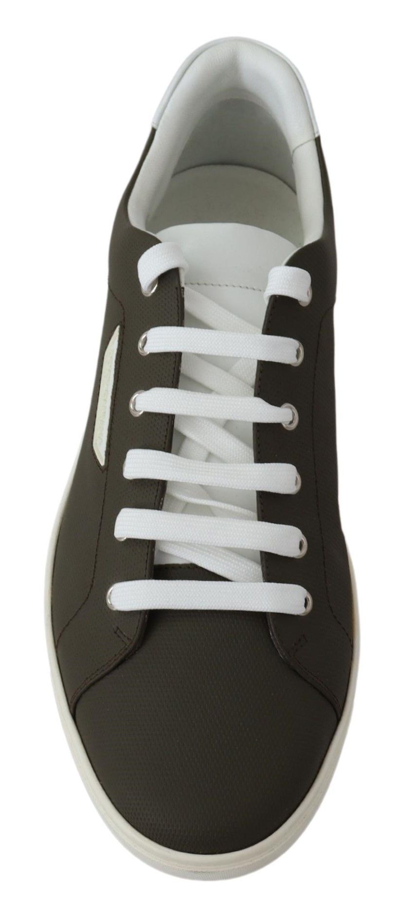 Buy Sleek White Leather Low Top Sneakers by Dolce & Gabbana