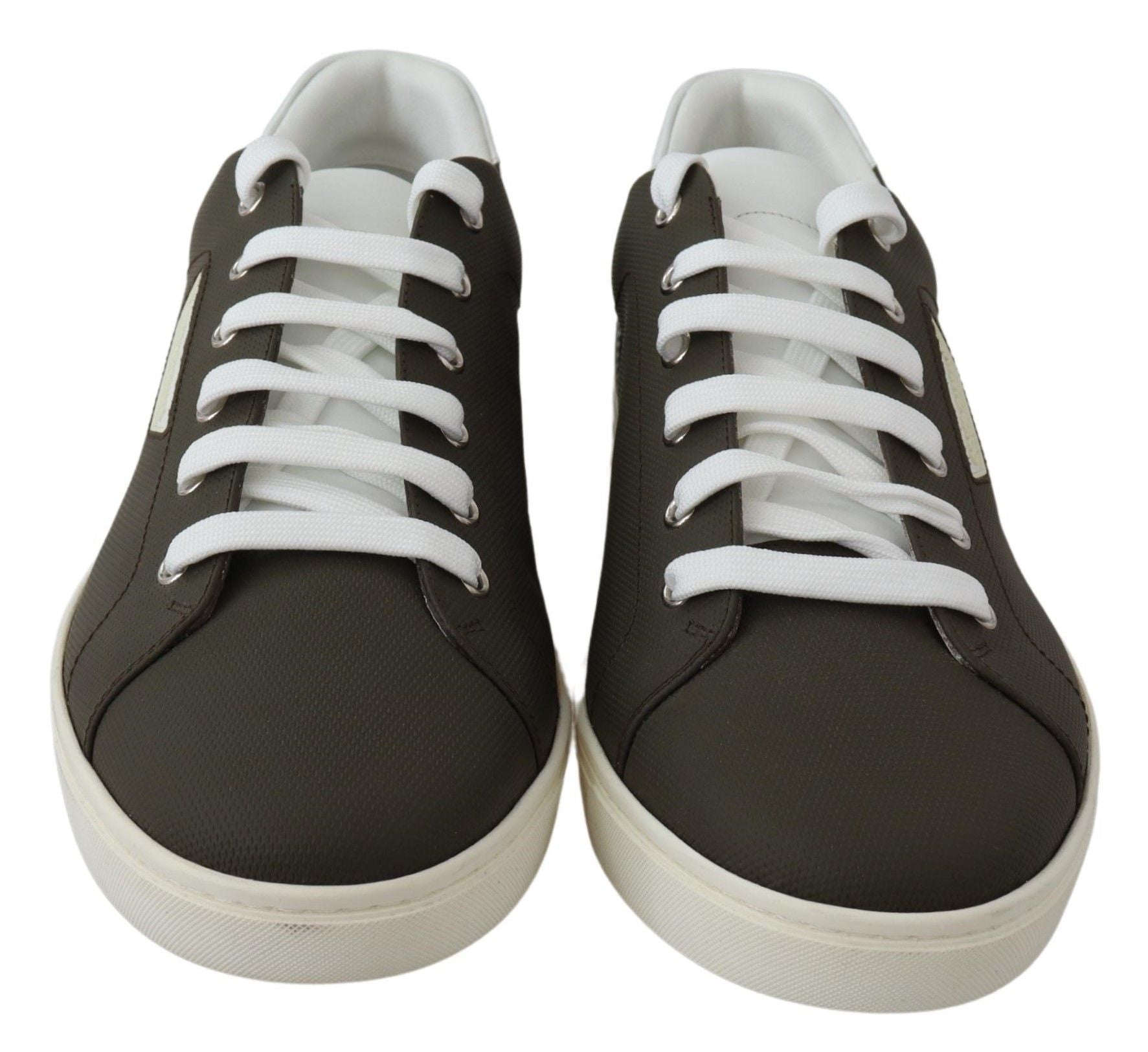 Buy Sleek White Leather Low Top Sneakers by Dolce & Gabbana