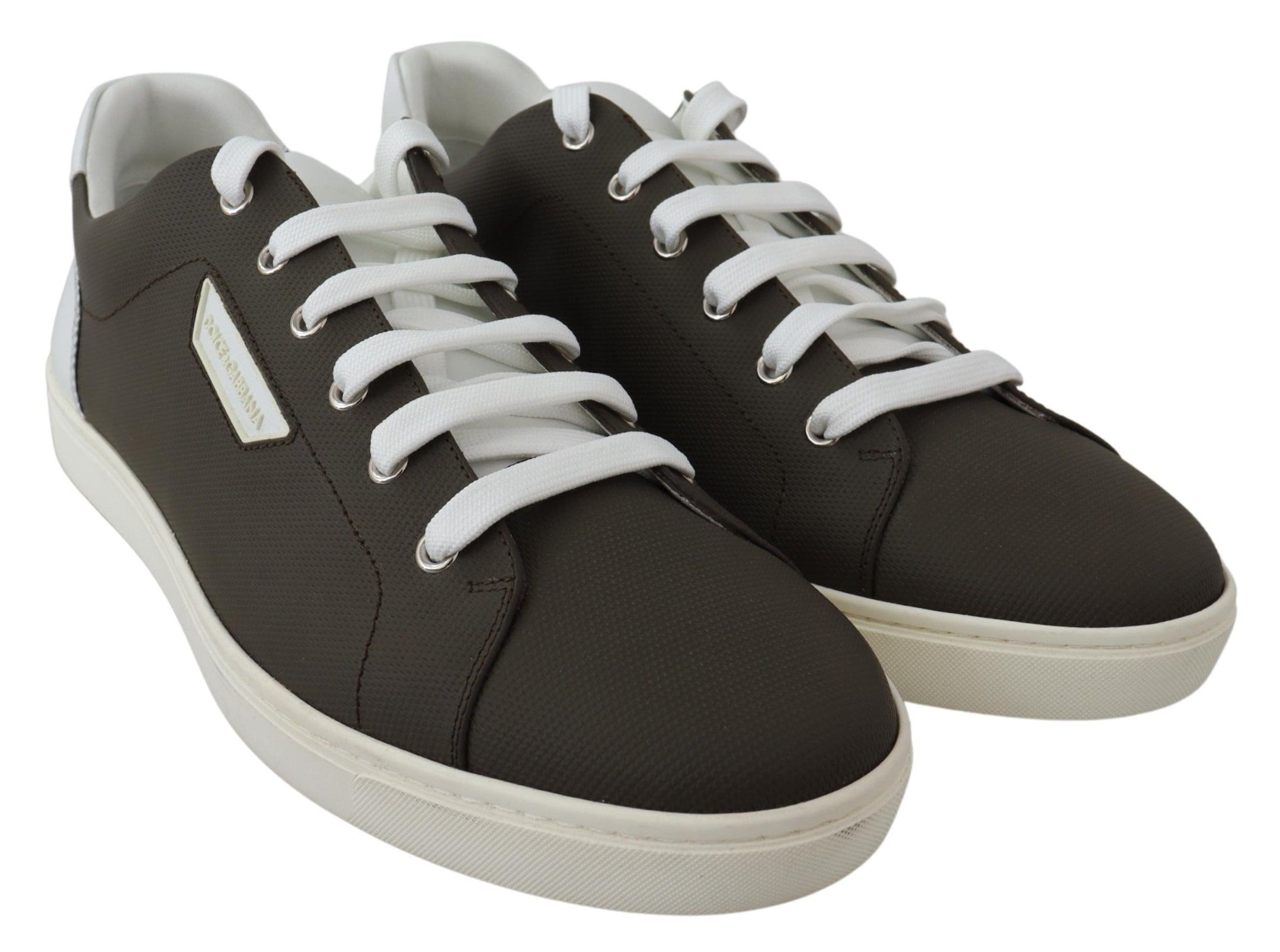 Buy Sleek White Leather Low Top Sneakers by Dolce & Gabbana