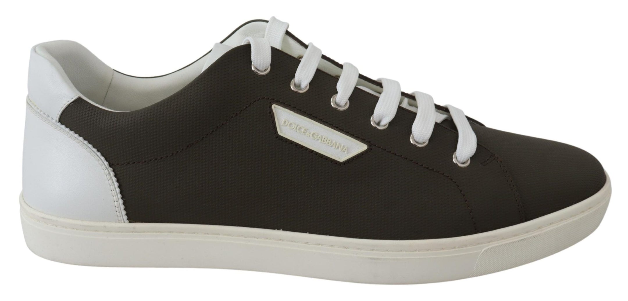 Buy Sleek White Leather Low Top Sneakers by Dolce & Gabbana