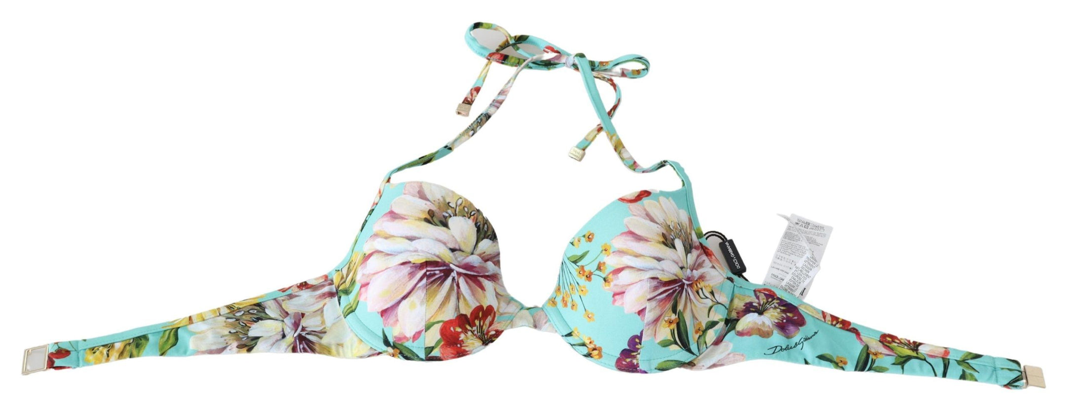 Buy Chic Mint Green Floral Bikini Top by Dolce & Gabbana