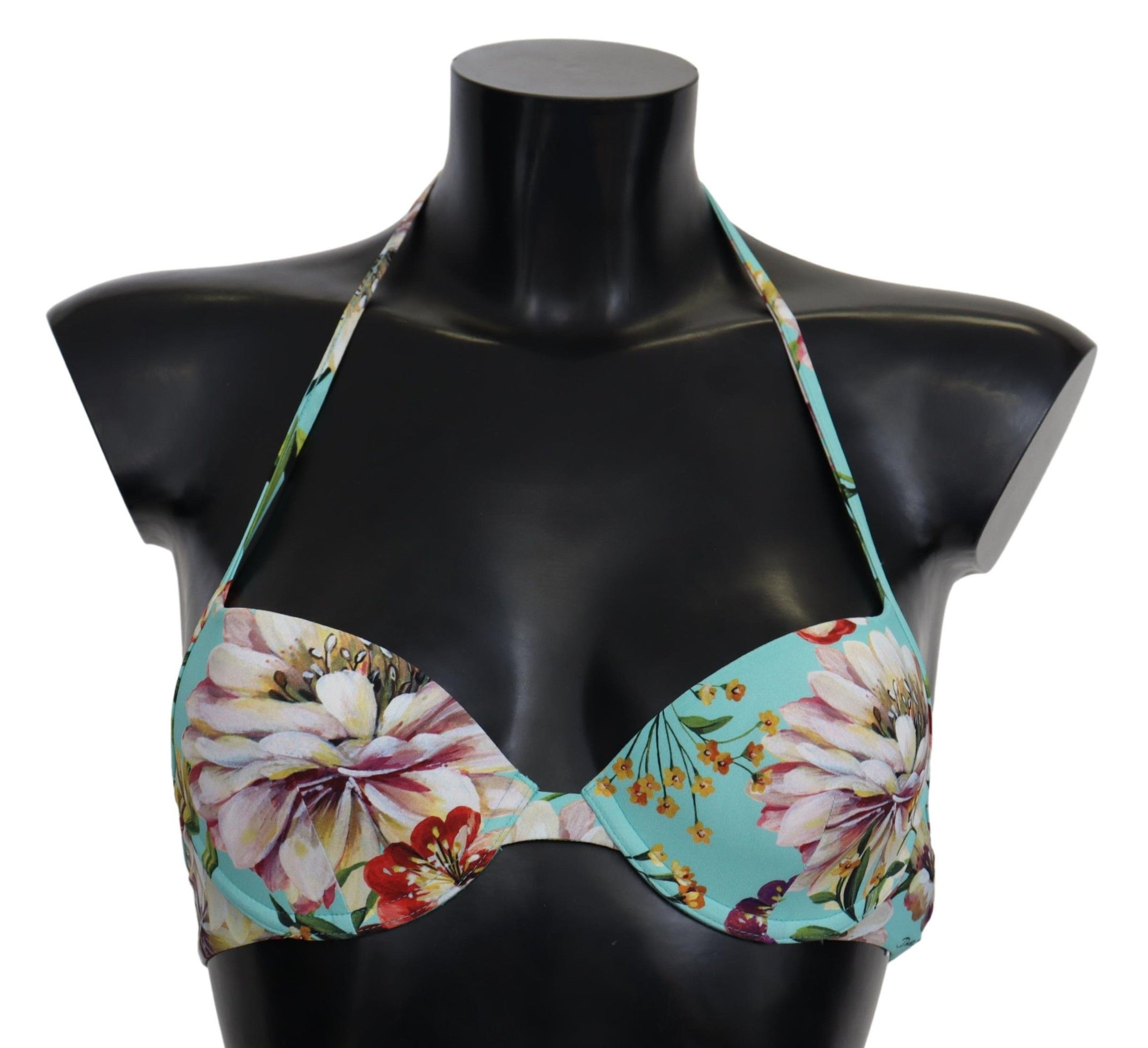 Buy Chic Mint Green Floral Bikini Top by Dolce & Gabbana