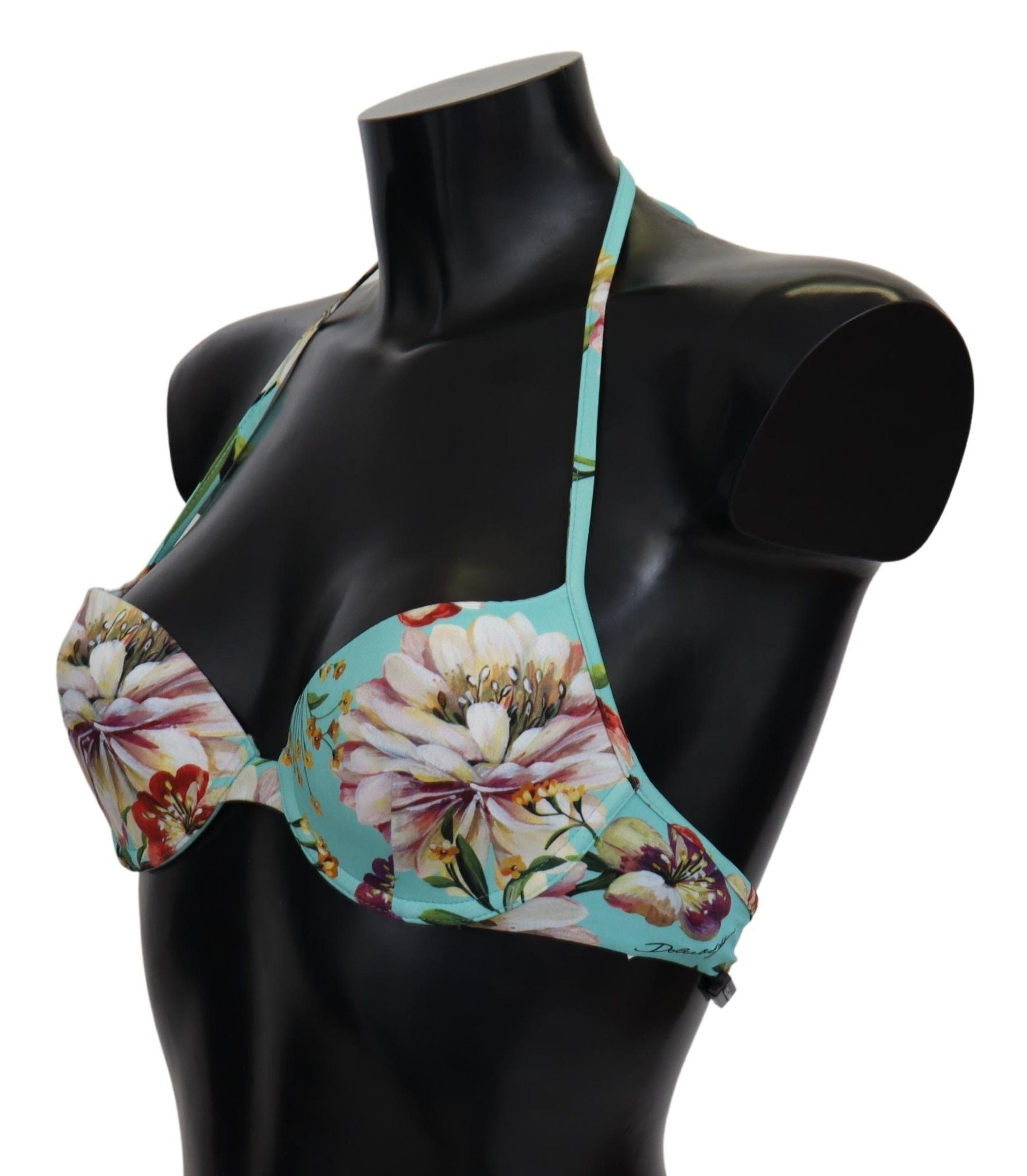 Buy Chic Mint Green Floral Bikini Top by Dolce & Gabbana