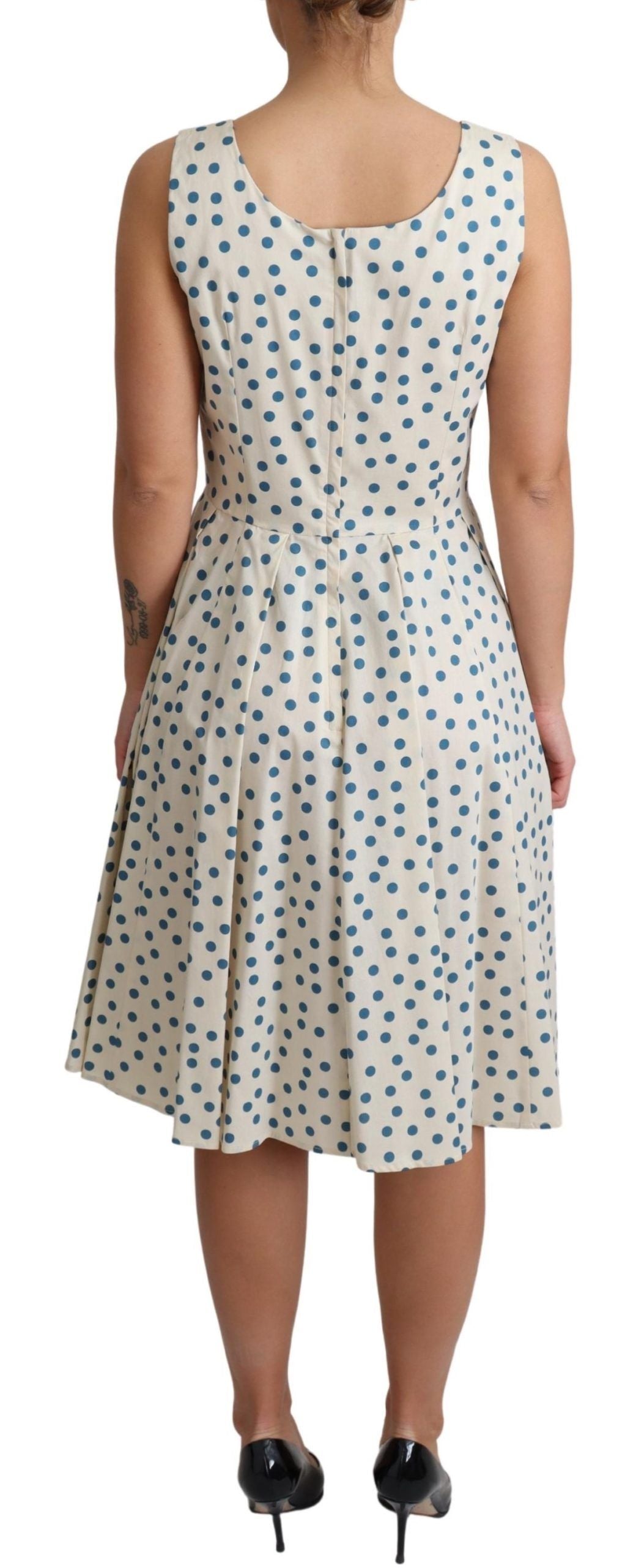 Buy Elegant Beige Polka Dot A-Line Sleeveless Dress by Dolce & Gabbana