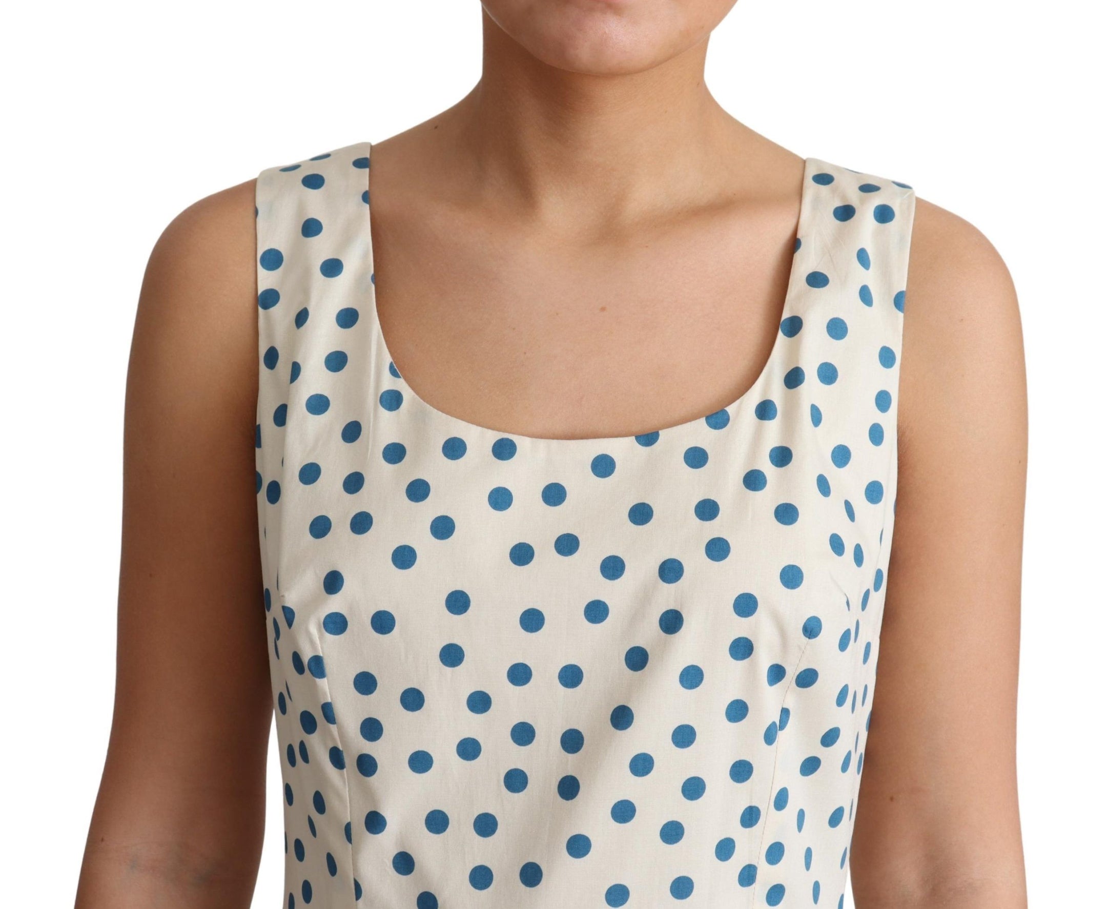 Buy Elegant Beige Polka Dot A-Line Sleeveless Dress by Dolce & Gabbana