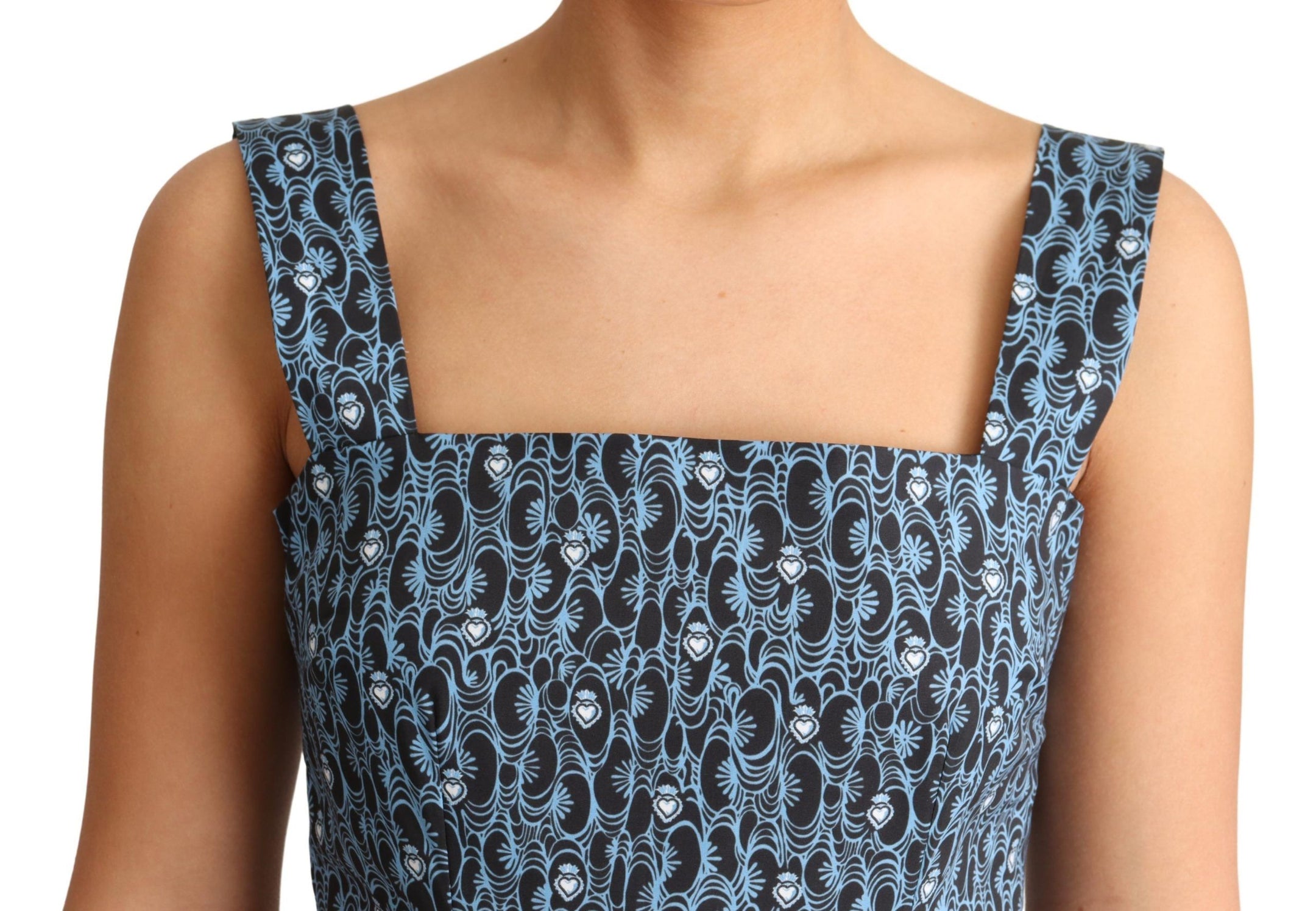 Buy Elegant Sleeveless A-line Blue Heart Dress by Dolce & Gabbana