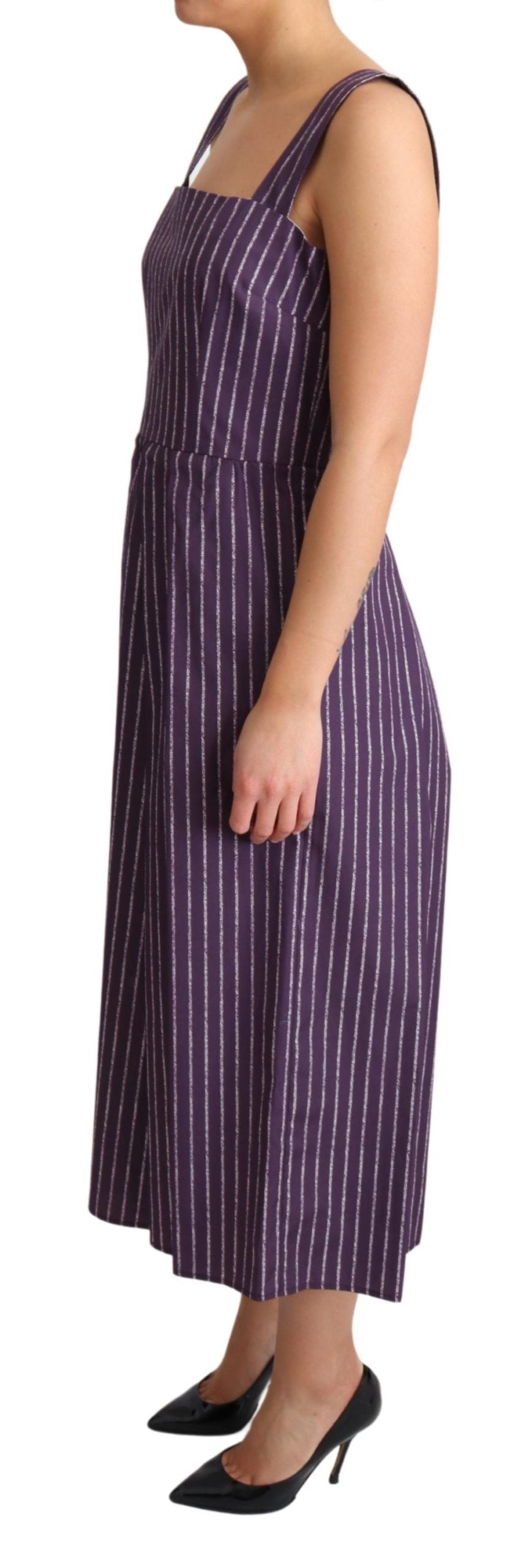 Buy Elegant Sleeveless A-Line Purple Stripe Dress by Dolce & Gabbana