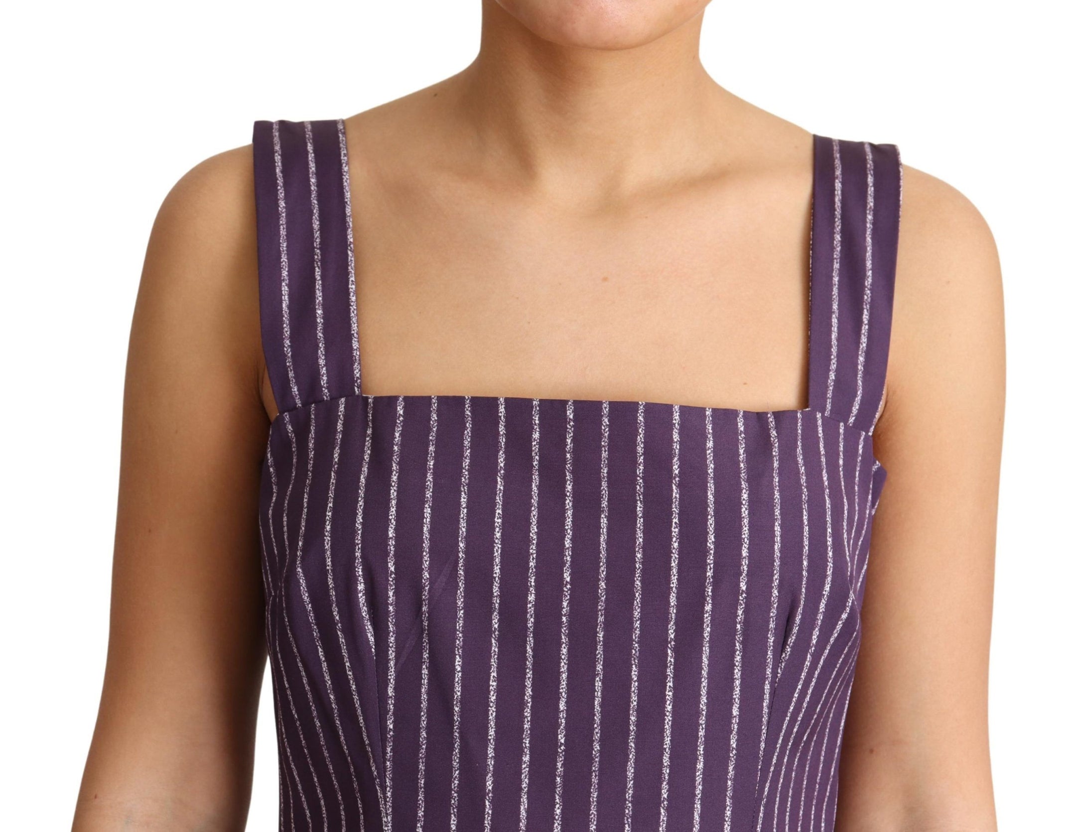 Buy Elegant Sleeveless A-Line Purple Stripe Dress by Dolce & Gabbana