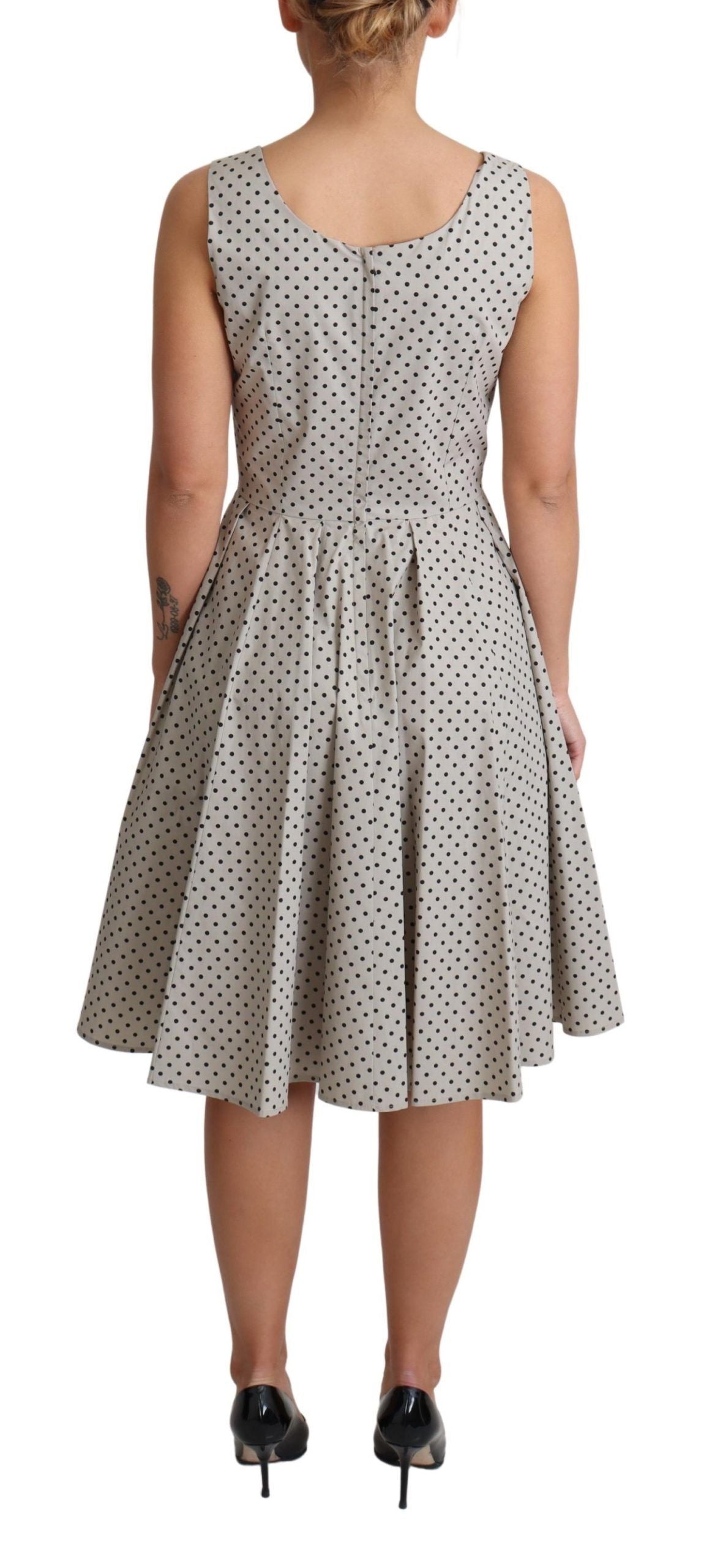 Buy Polka-Dotted Beige Sleeveless A-line Dress by Dolce & Gabbana