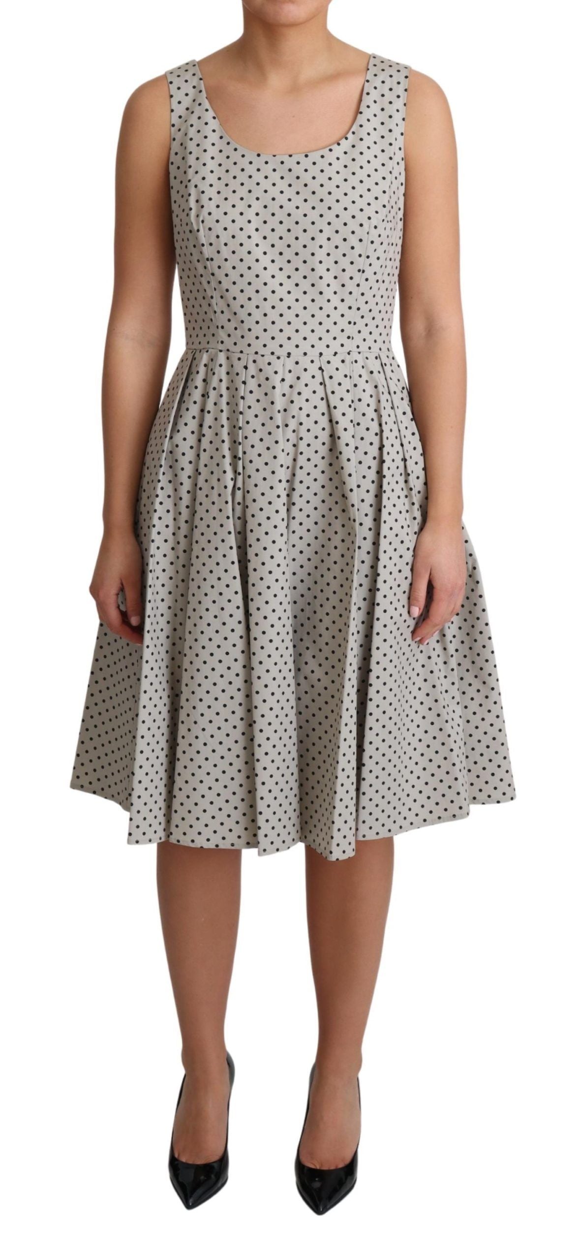 Buy Polka-Dotted Beige Sleeveless A-line Dress by Dolce & Gabbana