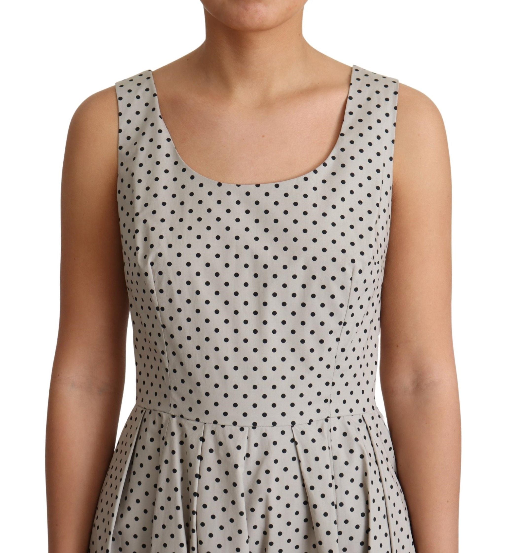 Buy Polka-Dotted Beige Sleeveless A-line Dress by Dolce & Gabbana