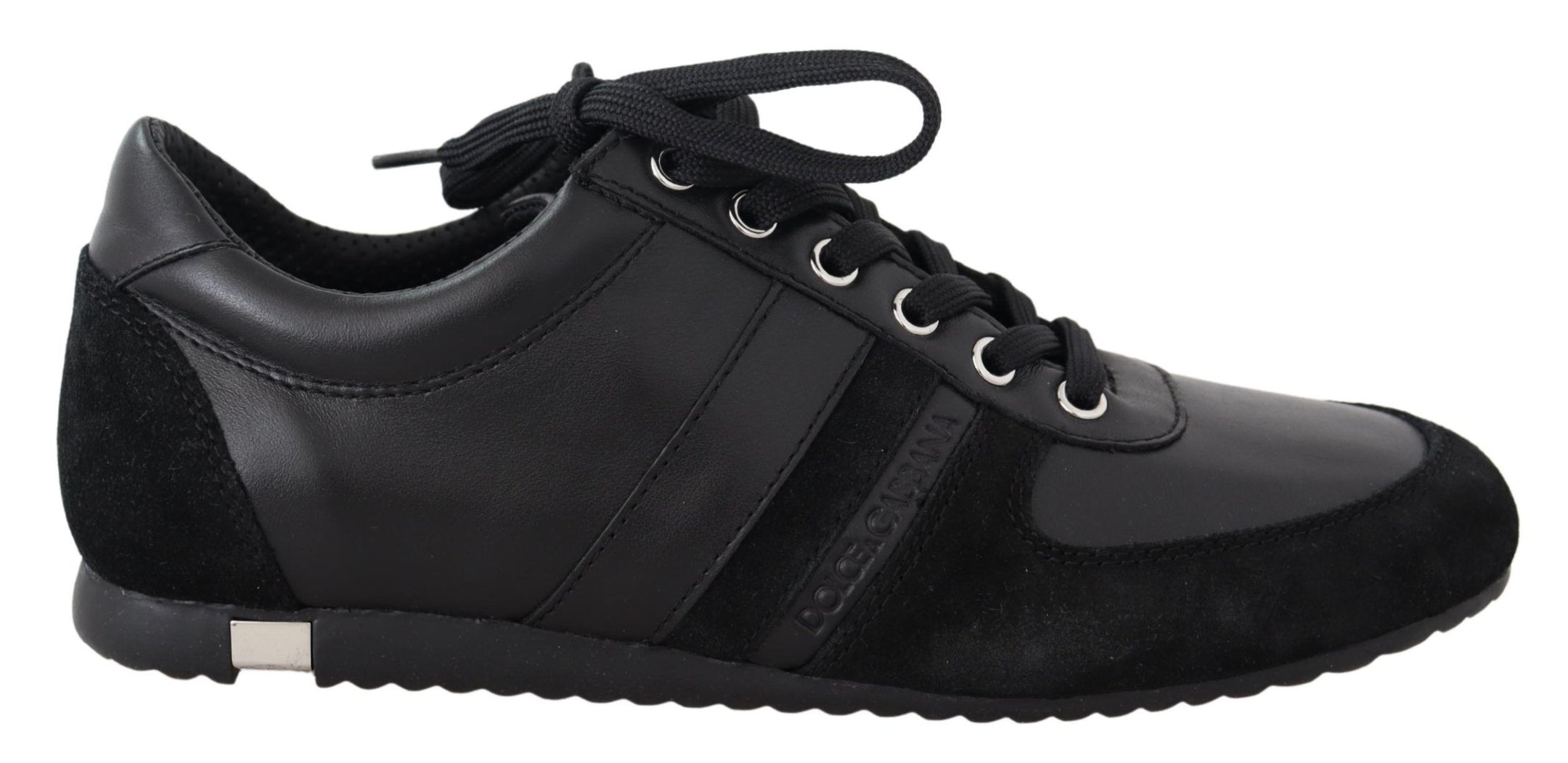 Buy Elegant Black Leather Sport Sneakers by Dolce & Gabbana