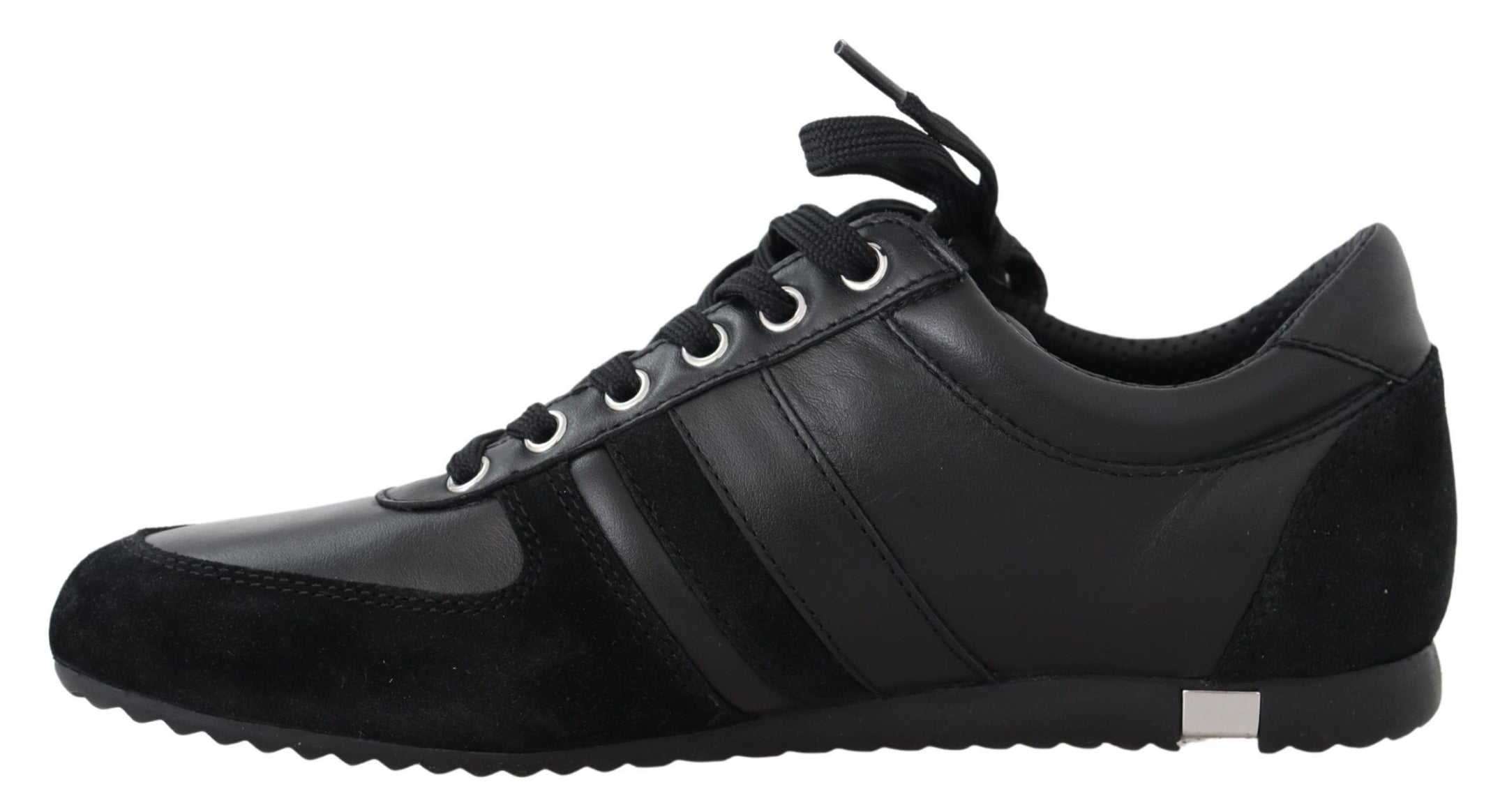 Buy Elegant Black Leather Sport Sneakers by Dolce & Gabbana