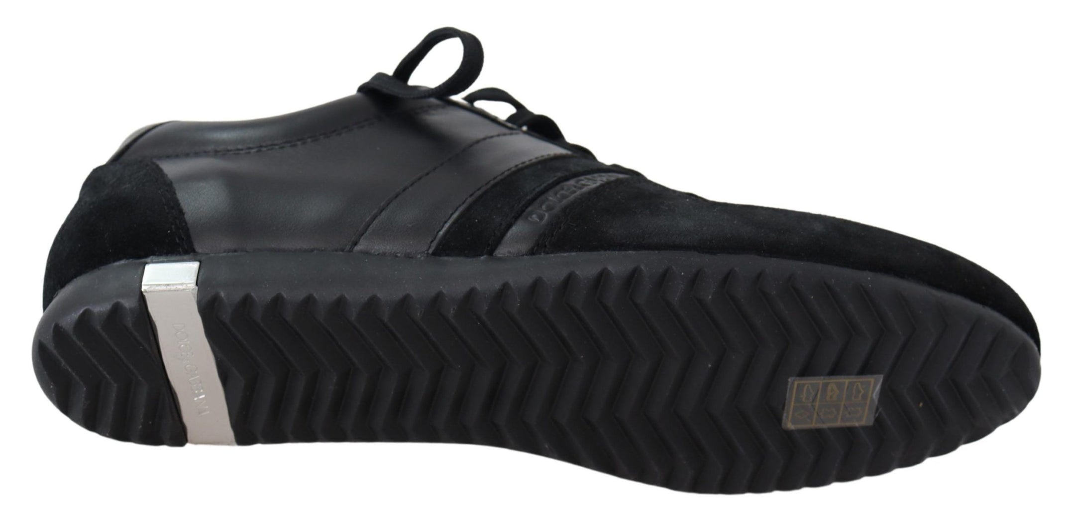 Buy Elegant Black Leather Sport Sneakers by Dolce & Gabbana