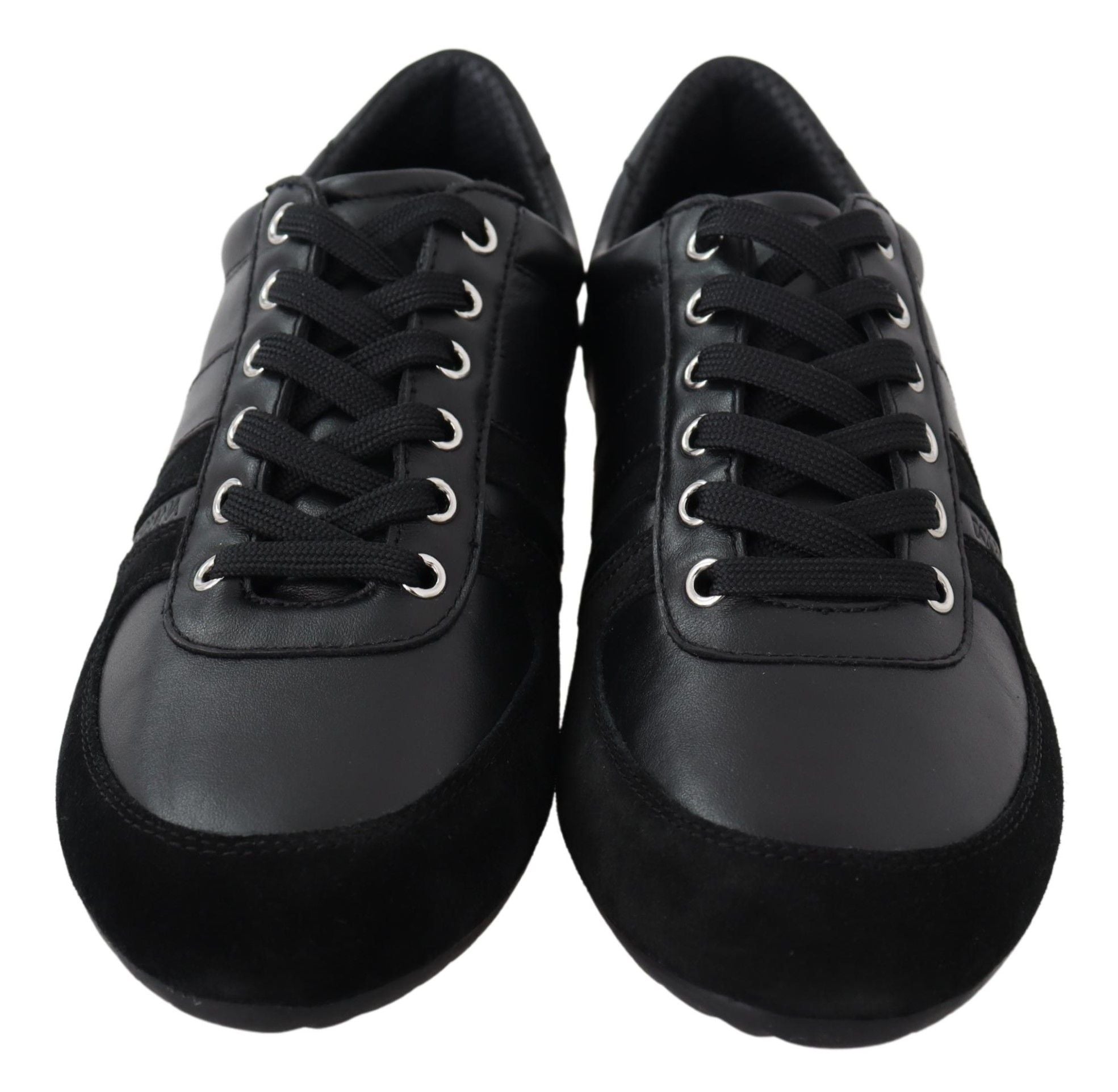 Buy Elegant Black Leather Sport Sneakers by Dolce & Gabbana