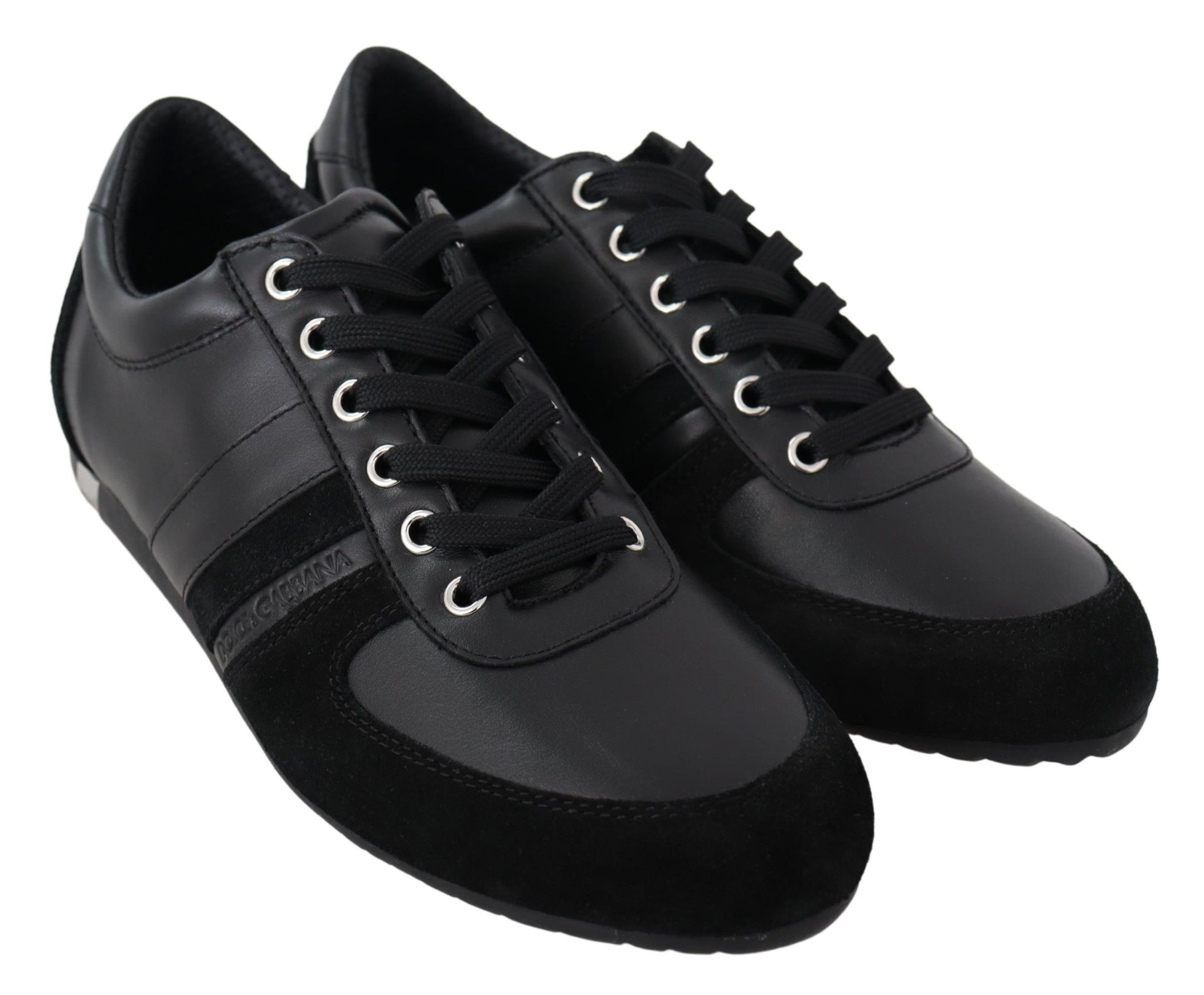 Buy Elegant Black Leather Sport Sneakers by Dolce & Gabbana