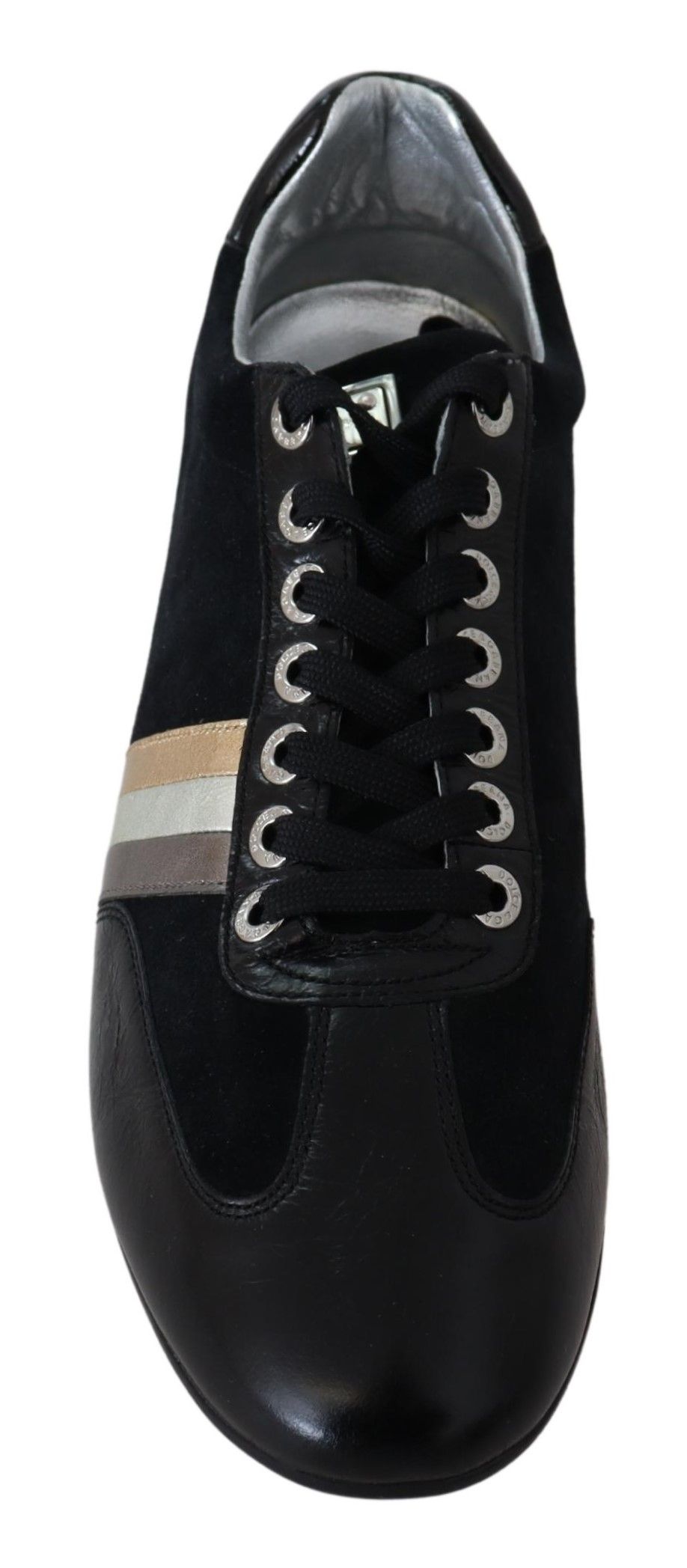 Buy Elegant Black Leather Sport Sneakers by Dolce & Gabbana