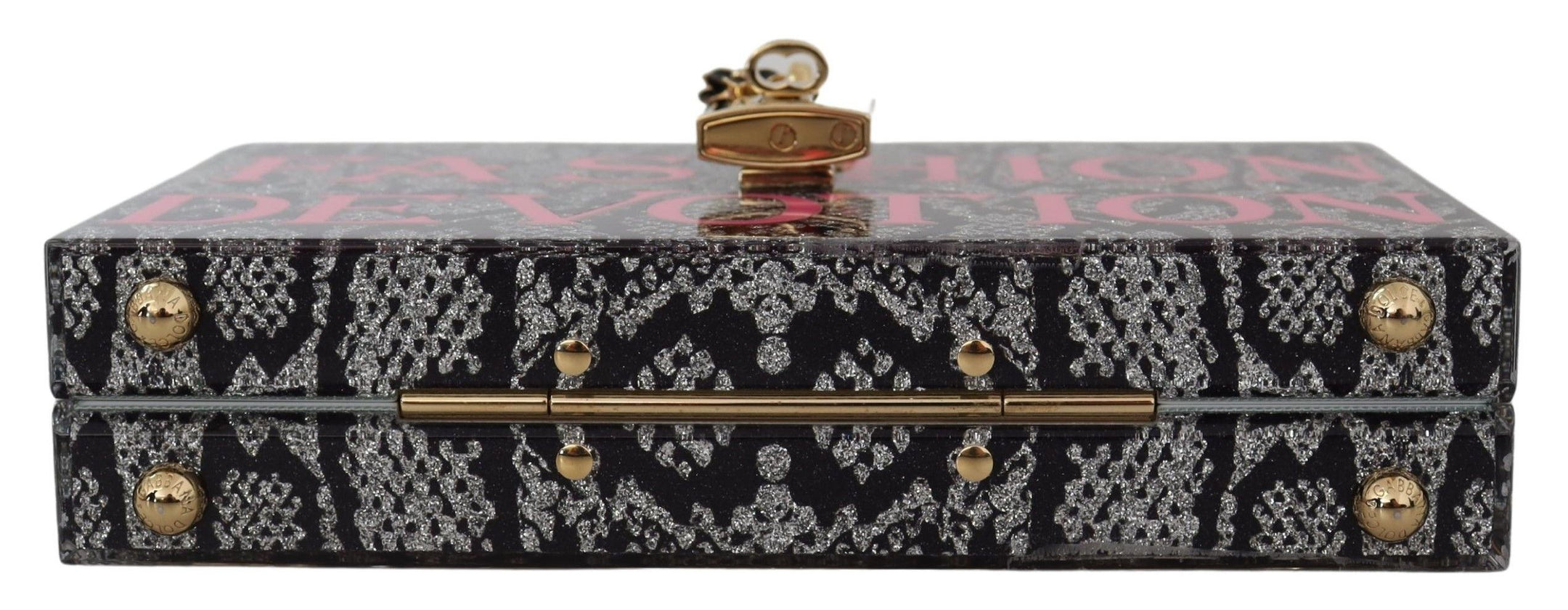 Buy Gray Resin Dolce Box Clutch with Gold Details by Dolce & Gabbana