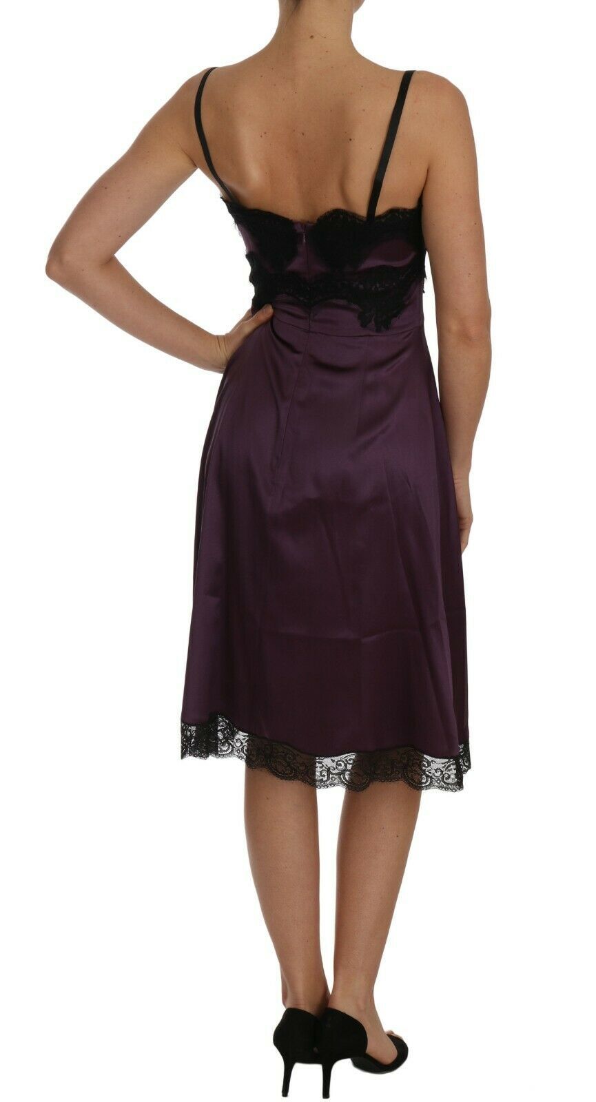 Buy Elegant Purple Silk Lace Chemise Dress by Dolce & Gabbana