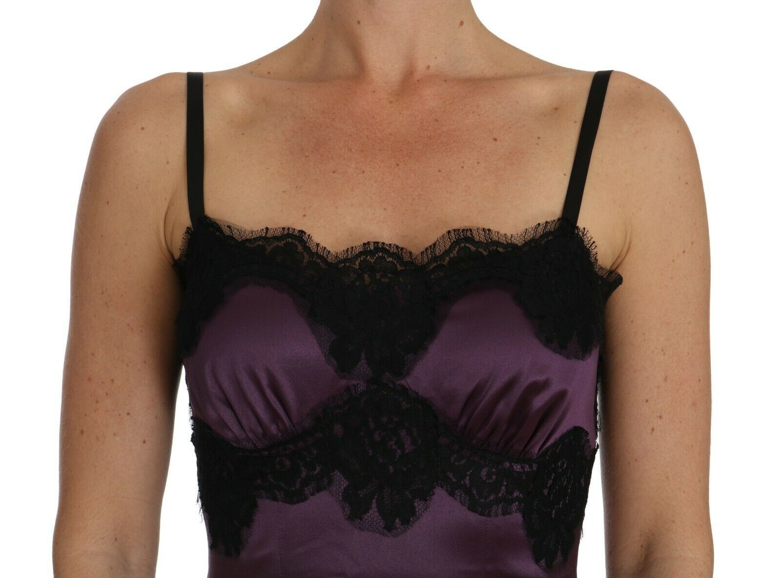 Buy Elegant Purple Silk Lace Chemise Dress by Dolce & Gabbana