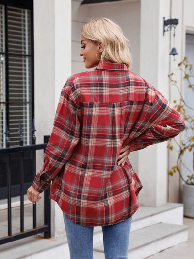 Buy Plaid Button Up Long Sleeve Shirt by Mandy