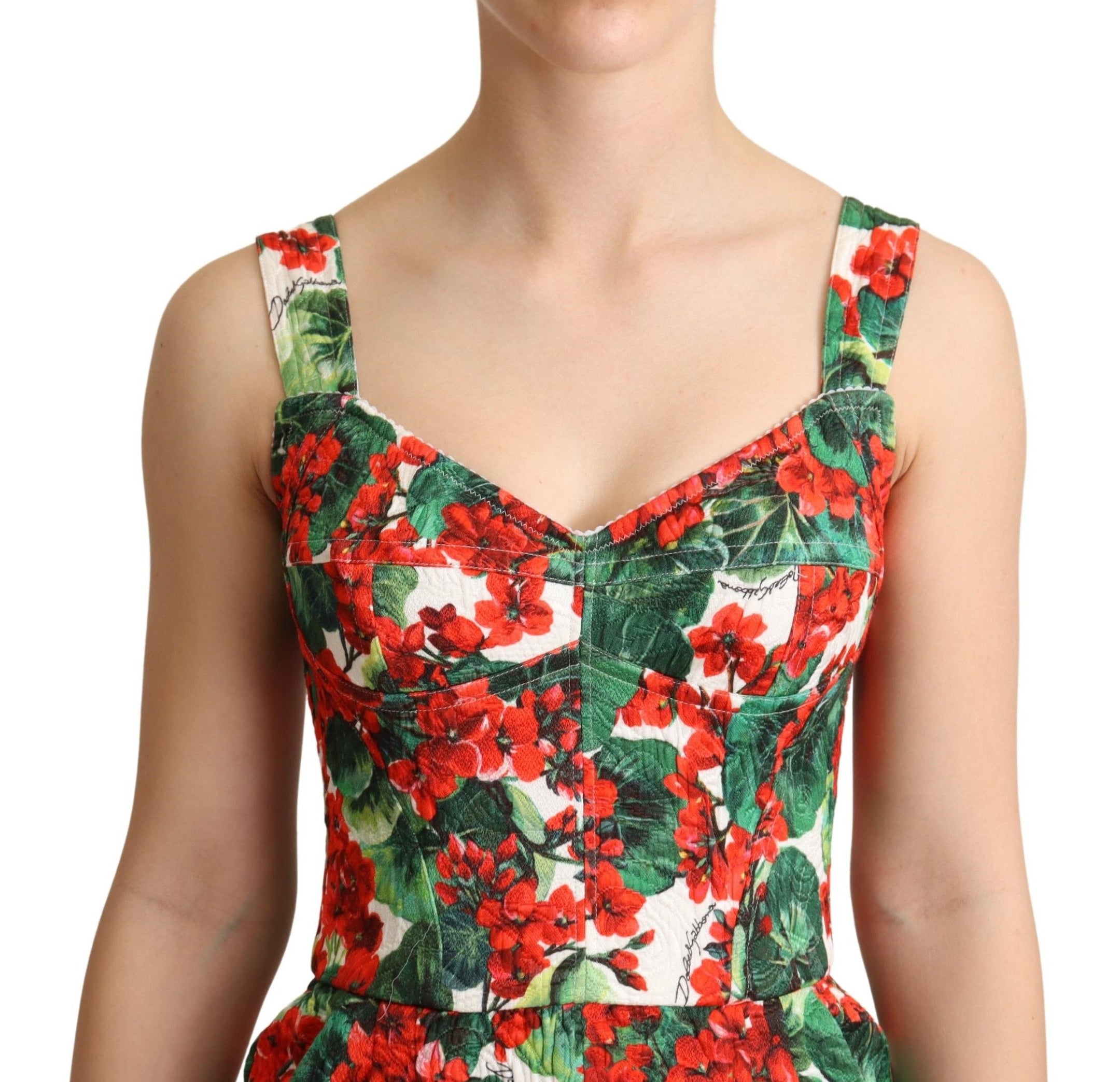 Buy Chic Red Geranium Print Sleeveless Jumpsuit by Dolce & Gabbana