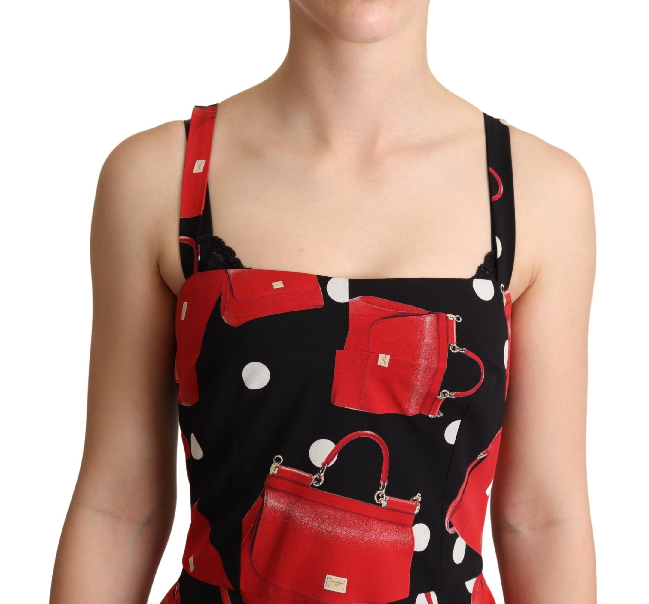 Buy Sicilian Bag Print Sleeveless Midi Dress by Dolce & Gabbana