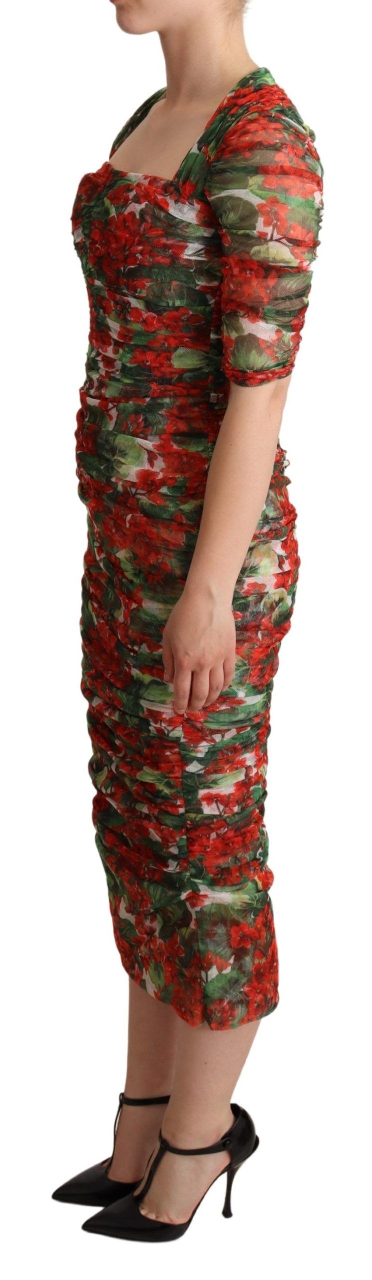 Buy Elegant Red Floral Midi Sheath Dress by Dolce & Gabbana