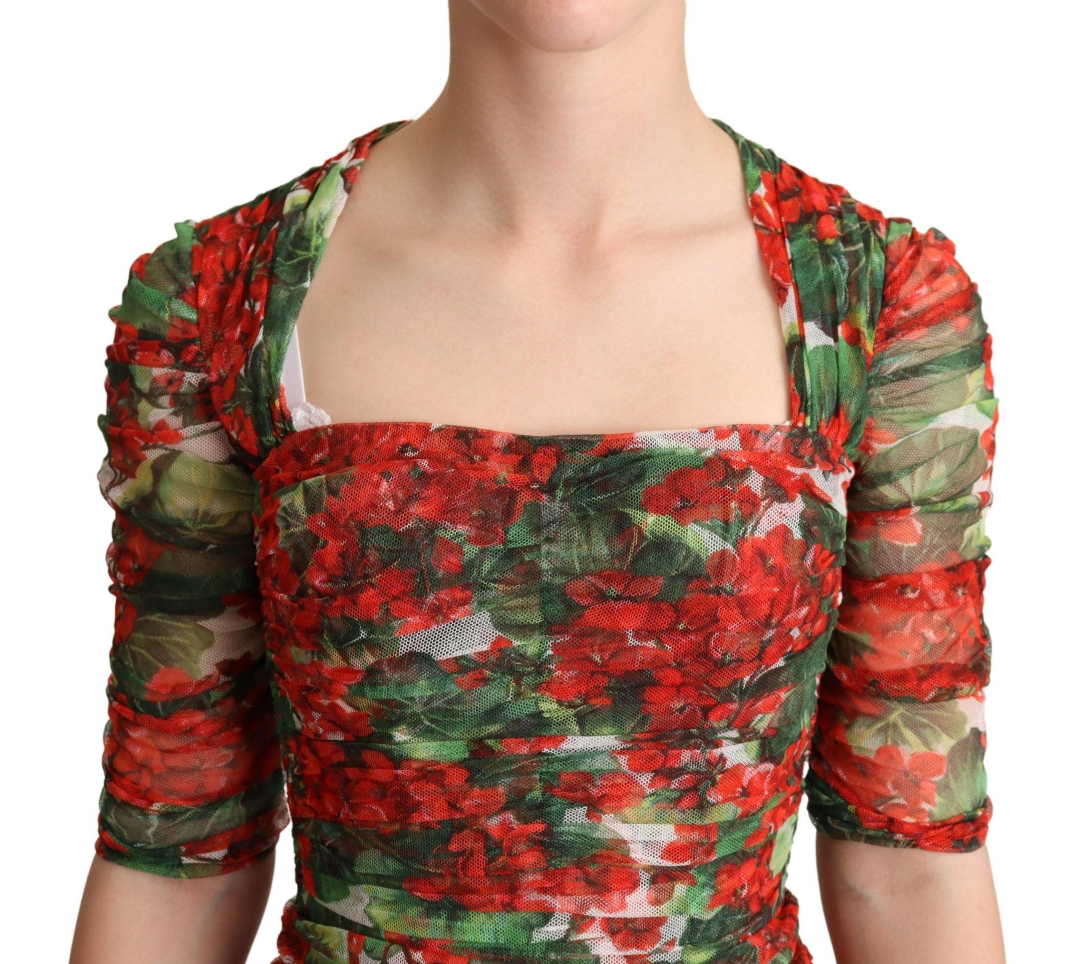 Buy Elegant Red Floral Midi Sheath Dress by Dolce & Gabbana