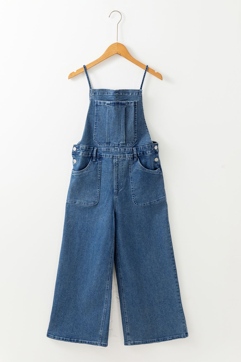 Buy Adjustable Tie Straps Wide Leg Denim Overalls by Faz