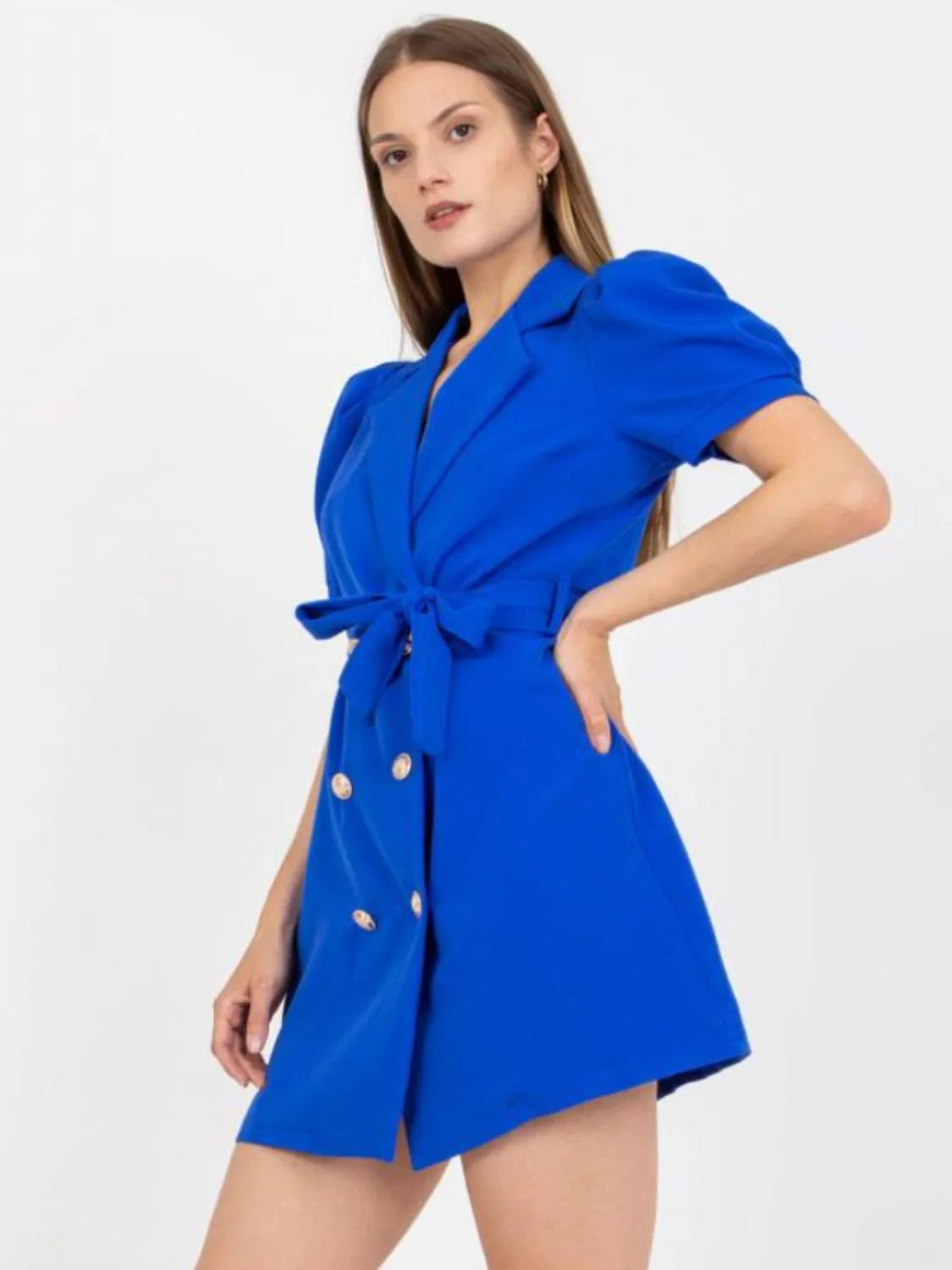 Buy Tie Waist Short Sleeve Blazer Dress by Faz