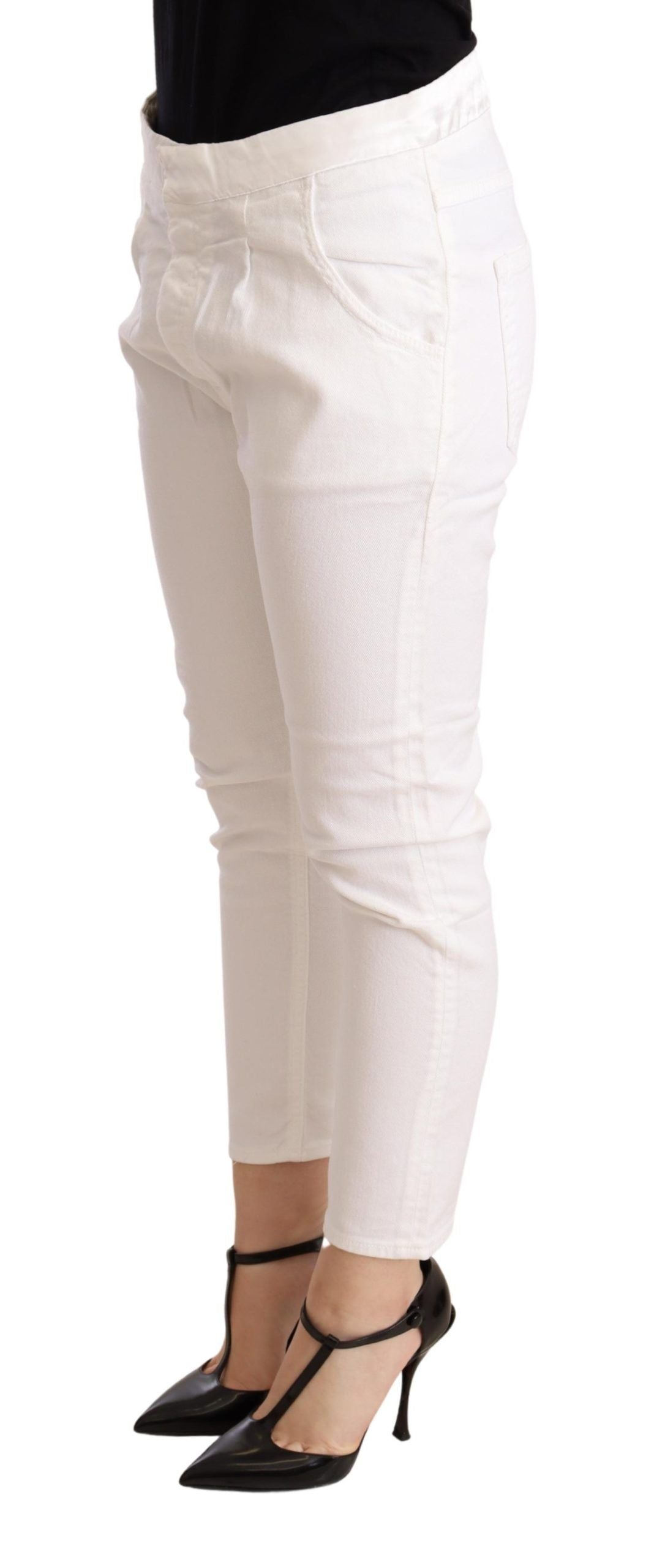 Elegant Slim Fit White Skinny Pants