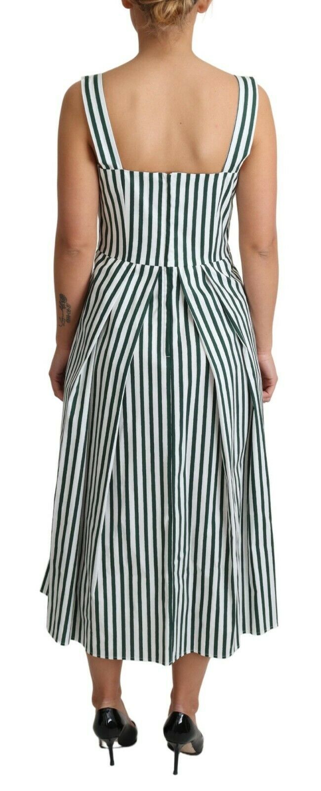 Buy Chic Sleeveless A-Line Dress in White & Green by Dolce & Gabbana