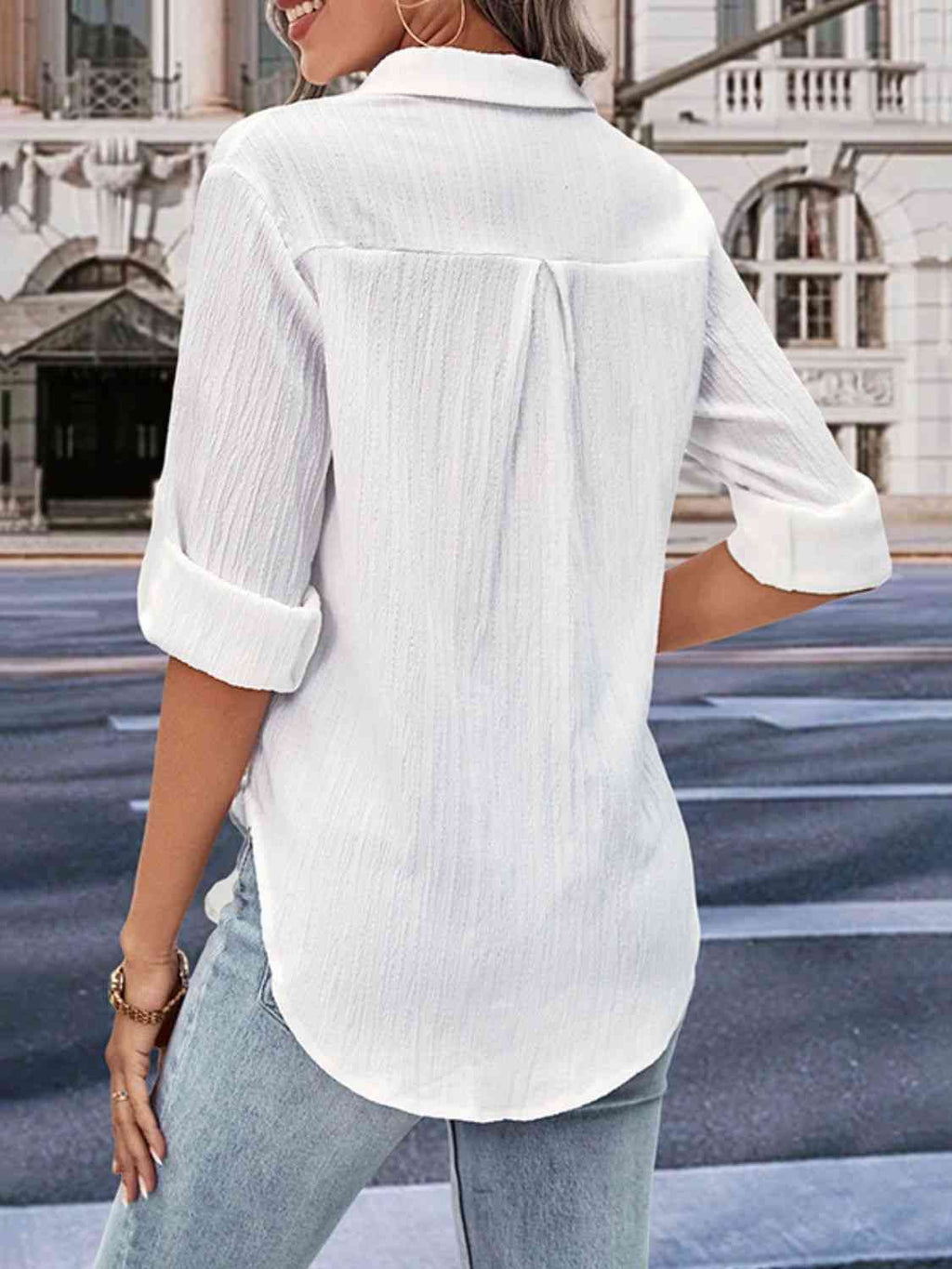 Buy Perfee Collared Neck Half Sleeve Twisted Shirt by Hundredth