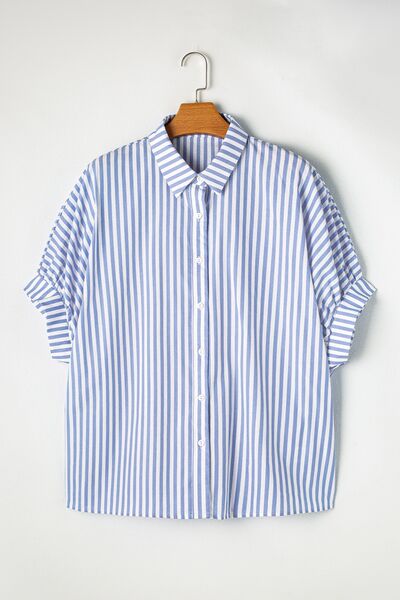 Buy Striped Collared Neck Half Sleeve Shirt by SYNZ
