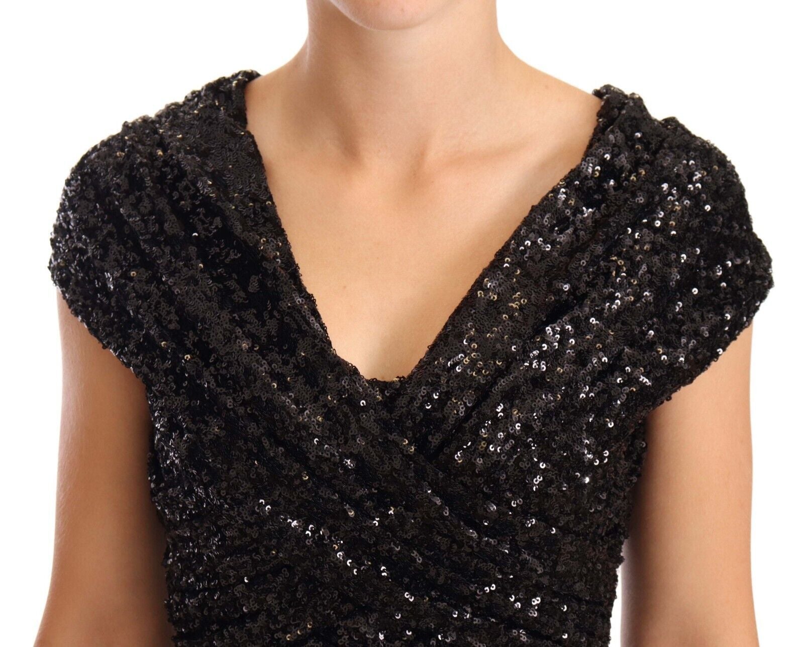 Buy Elegant Black Sequined Open Shoulder Gown by Dolce & Gabbana